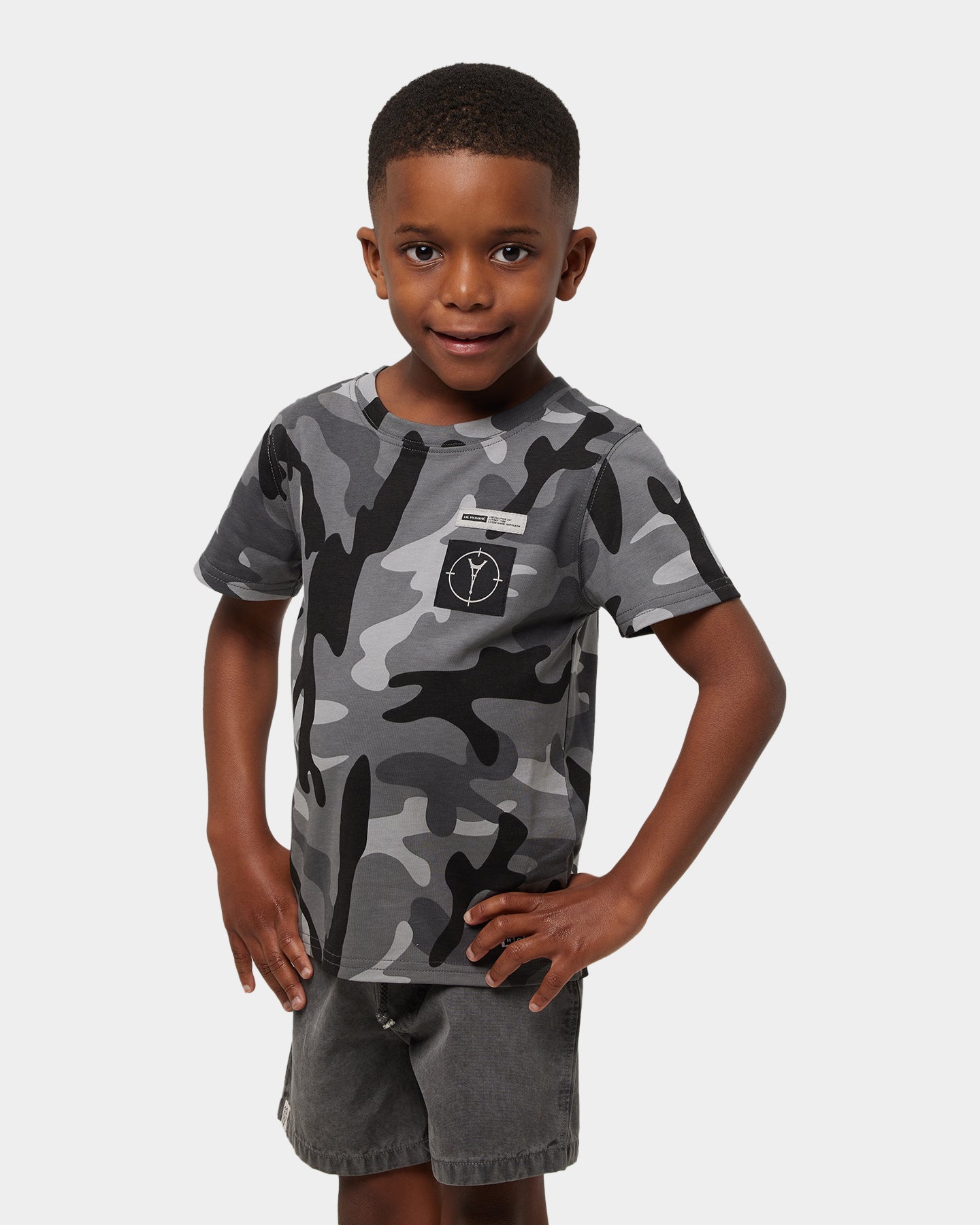 Lil Homm√© Kid's Utilitaire Short Sleeve T-Shirt Black Camo