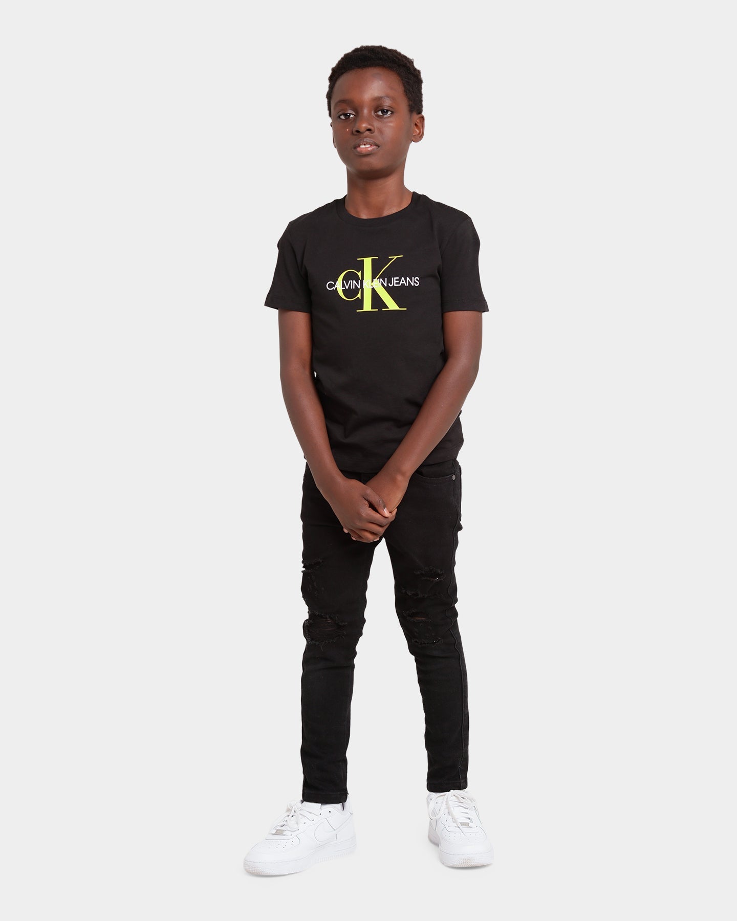 Calvin Klein Kid's Monogram Logo T-Shirt Heather Black/Yellow