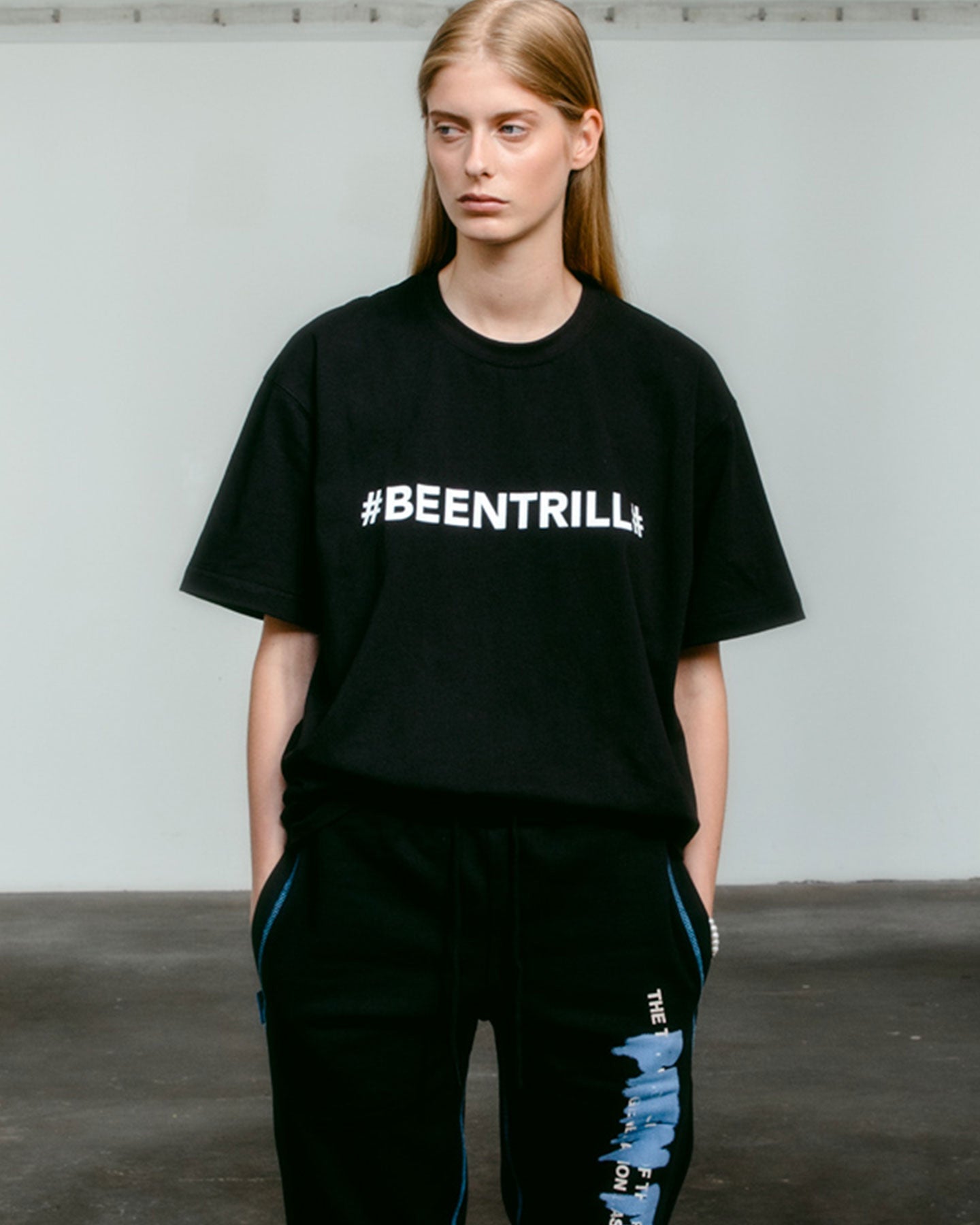 BEENTRILL Backwards Short Sleeve T-Shirt Black Style001