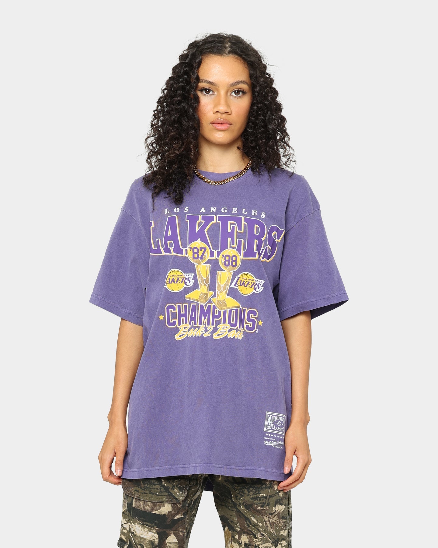 Mitchell & Ness Los Angeles Lakers Vintage Champs Trophy T-Shirt Faded Purple Style001