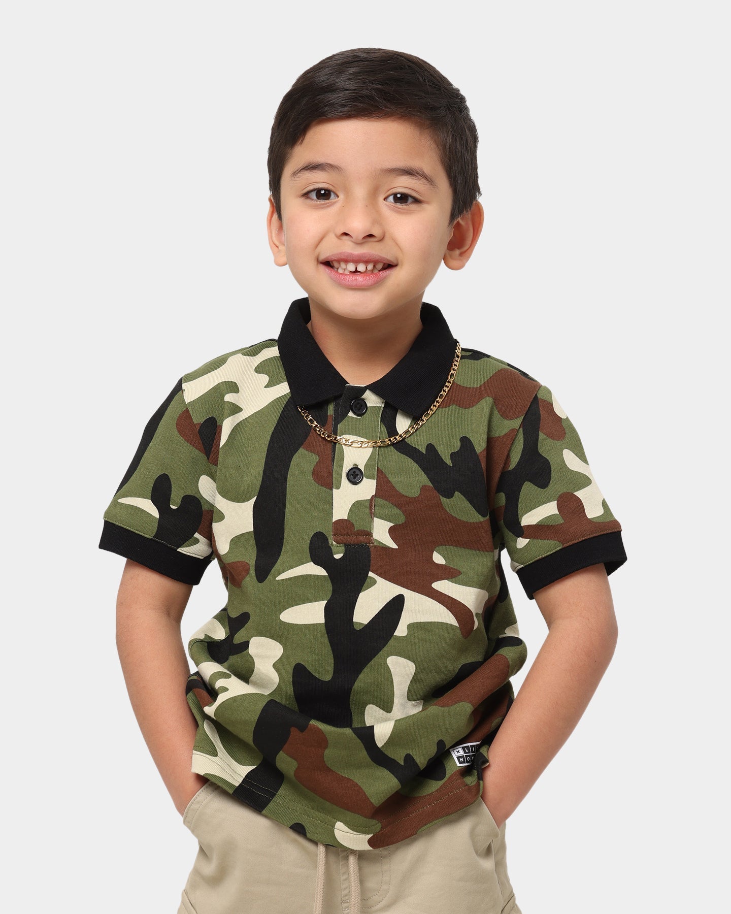 Lil Homm√© Kid's Camo Short Sleeve Polo Shirt Camo