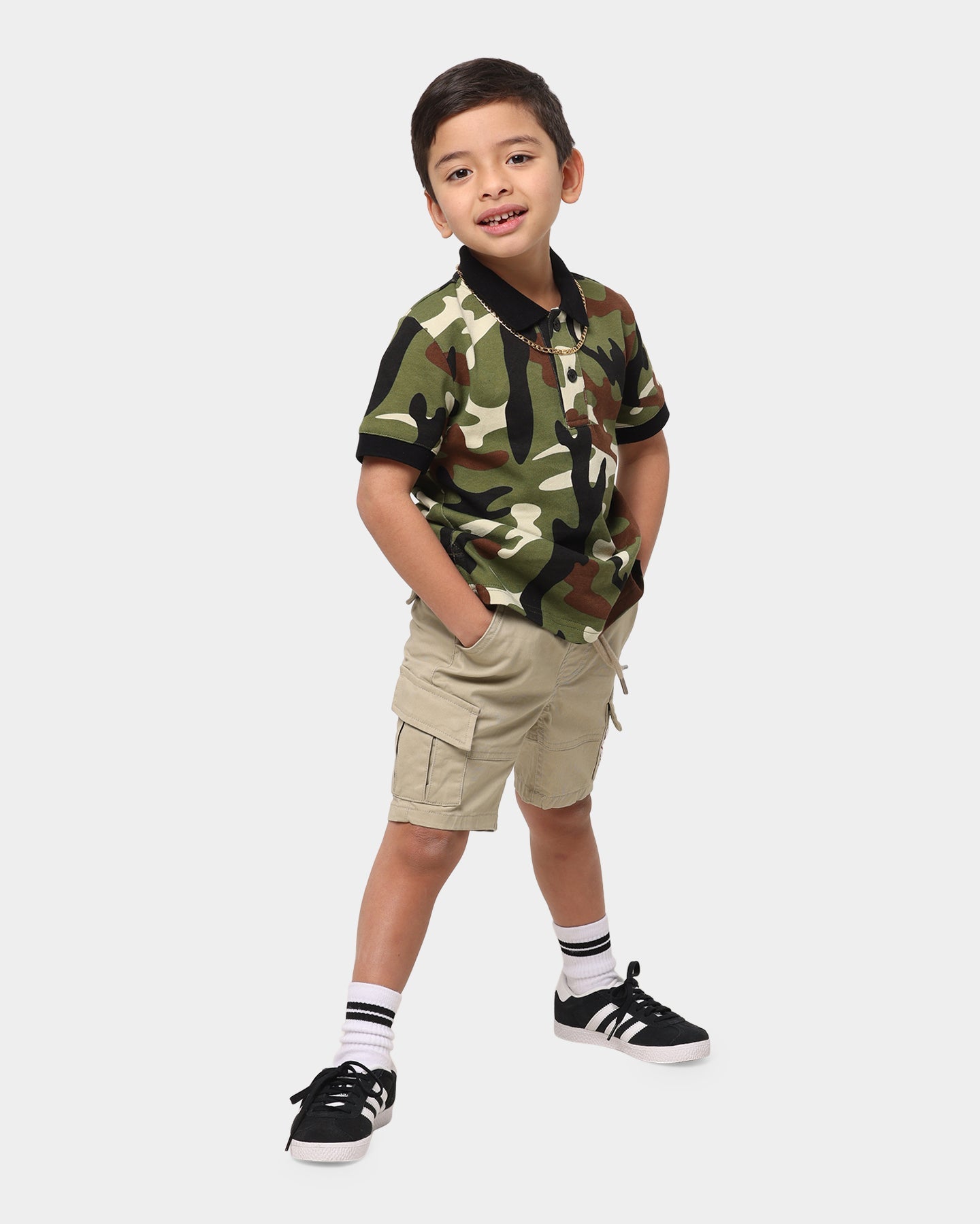 Lil Homm√© Kid's Camo Short Sleeve Polo Shirt Camo