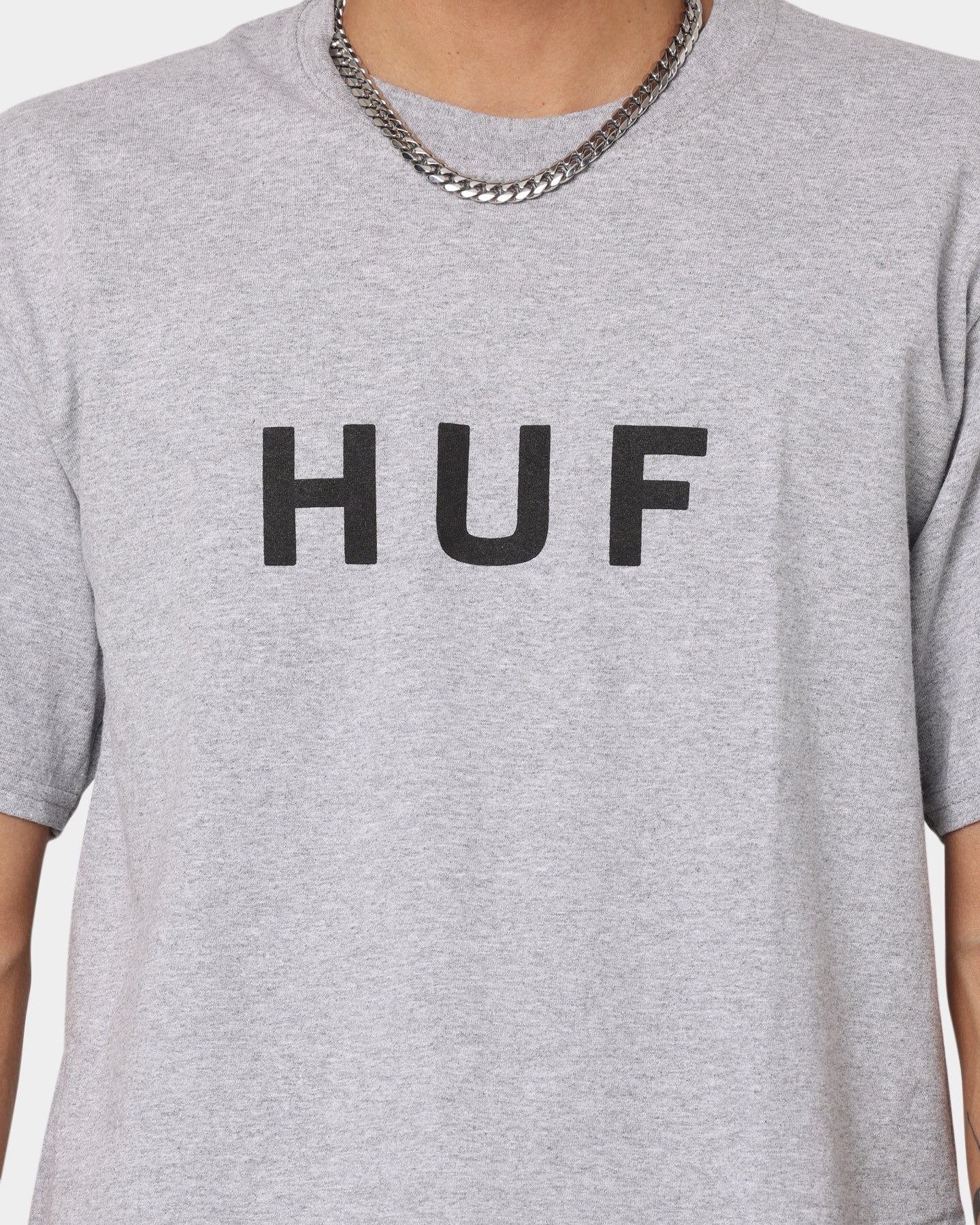 Huf Essentials OG Logo T-Shirt Grey Heather