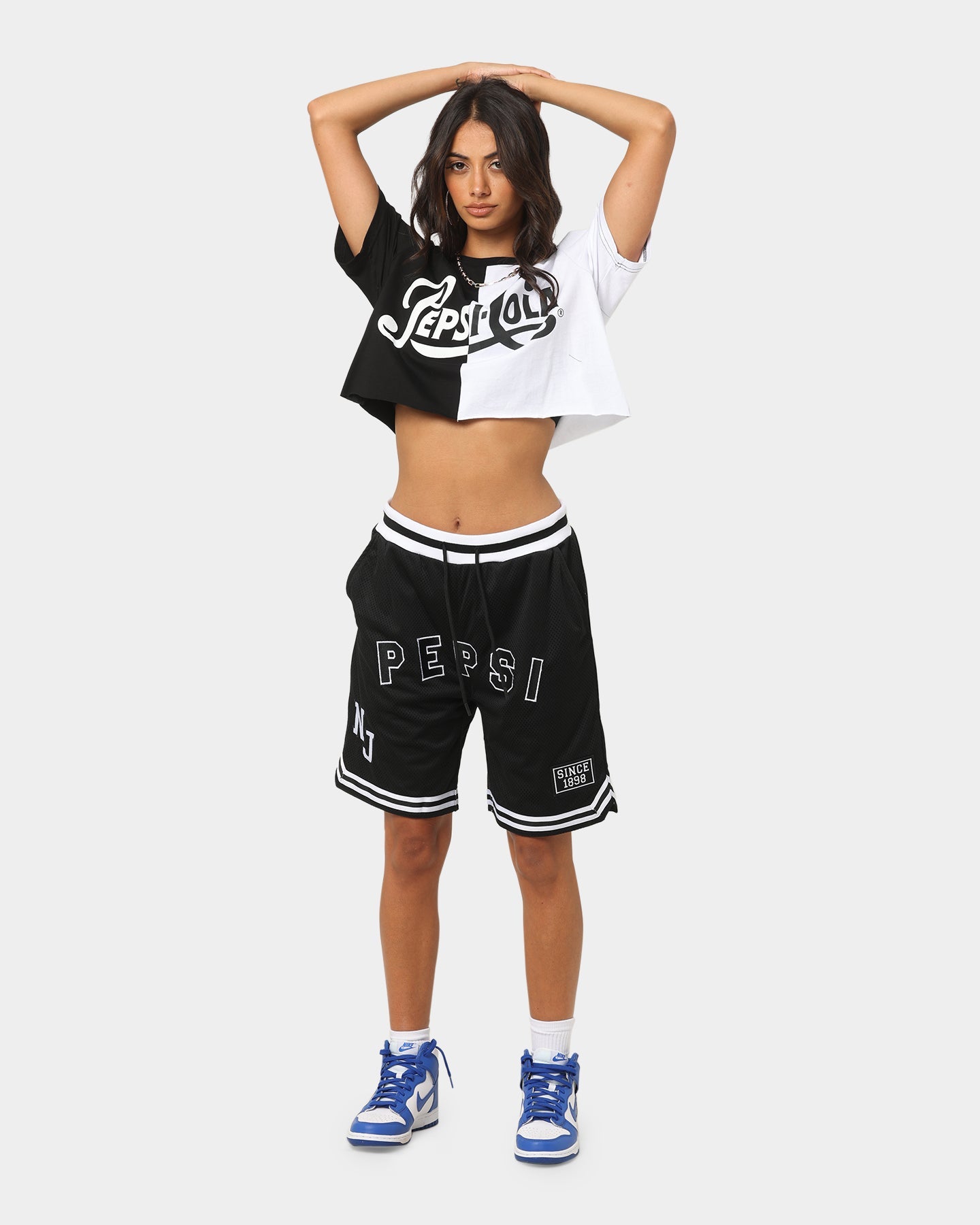 Nana Judy Women's Pepsi Crop Split T-Shirt Black/White