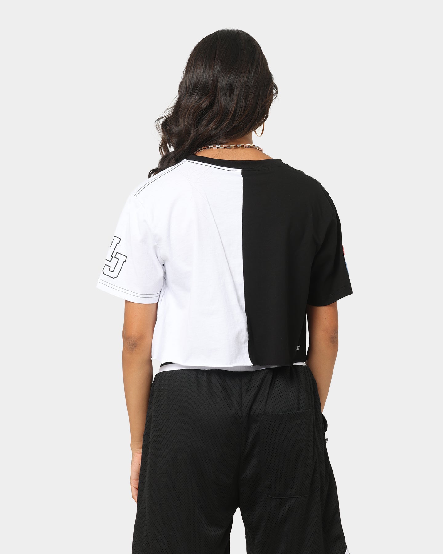 Nana Judy Women's Pepsi Crop Split T-Shirt Black/White