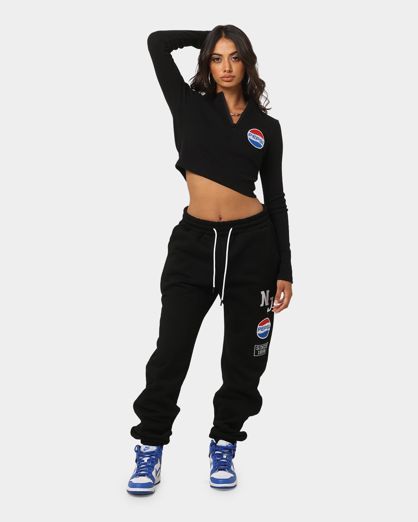 Nana Judy Women's Pepsi Long Sleeve Rib Crop Shirt White