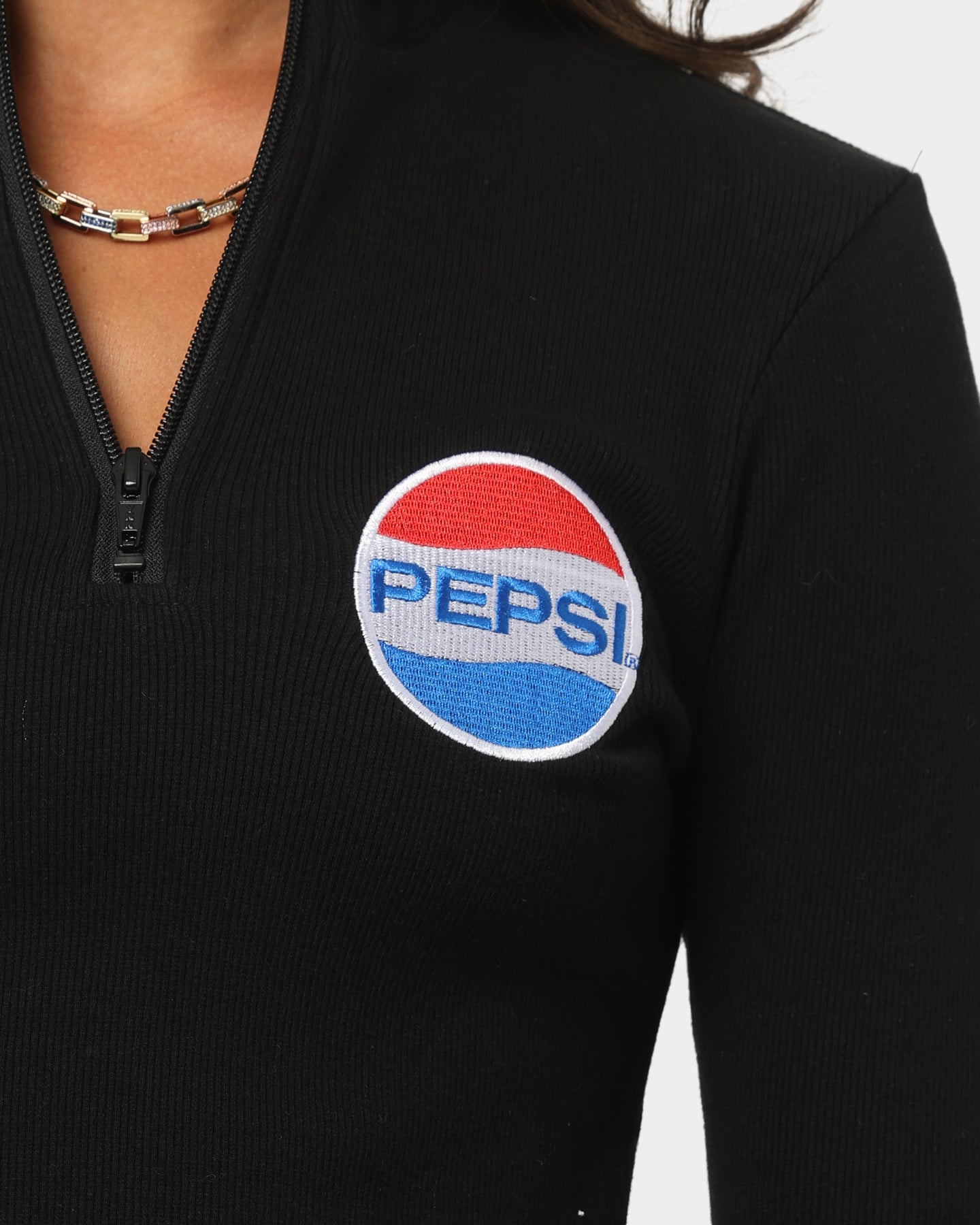 Nana Judy Women's Pepsi Long Sleeve Rib Crop Shirt White