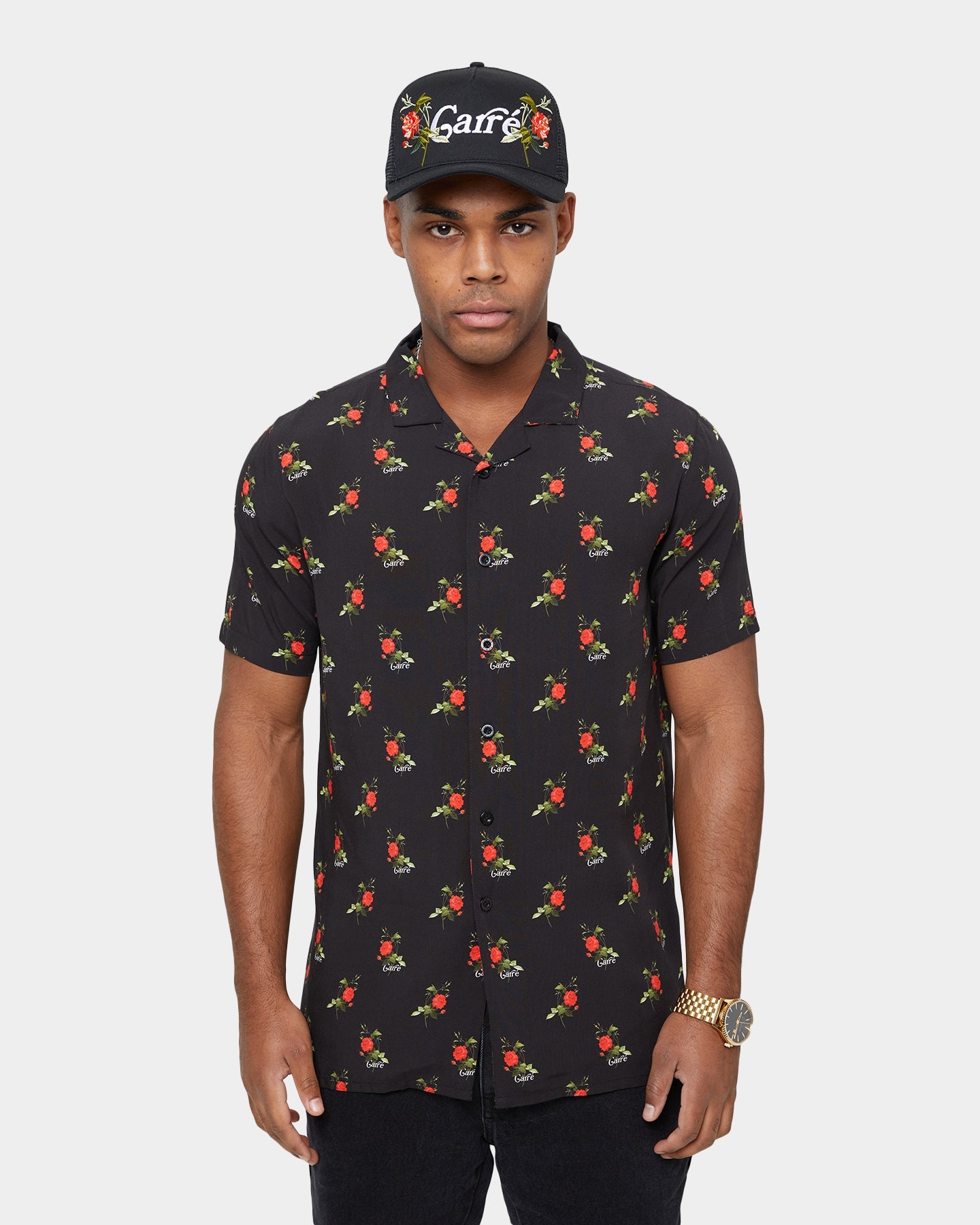 Carr√© Ament Short Sleeve Button Up Shirt Black