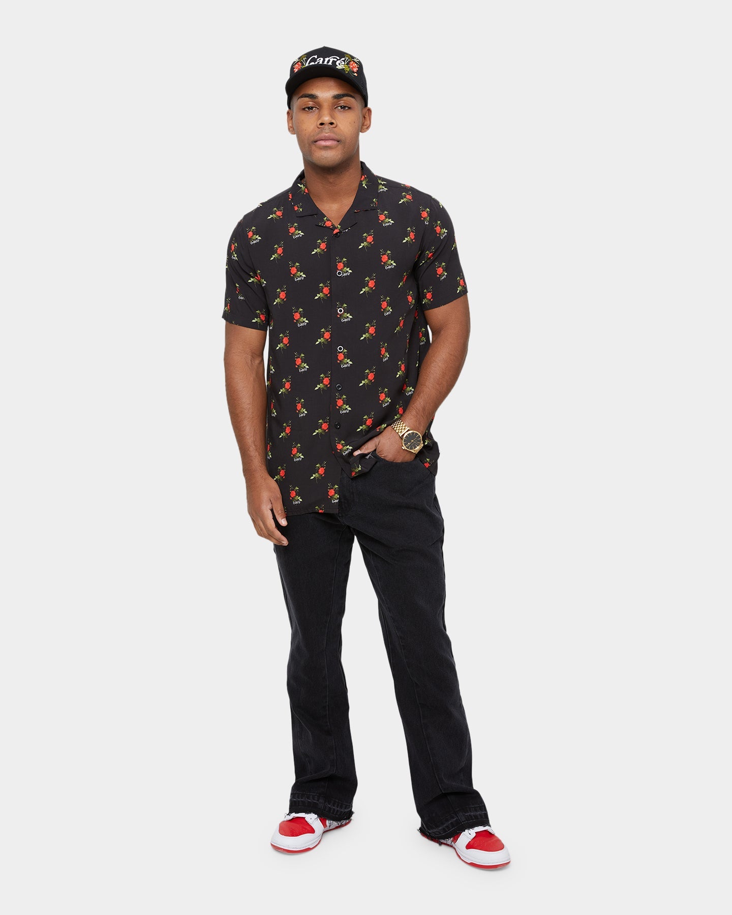 Carr√© Ament Short Sleeve Button Up Shirt Black