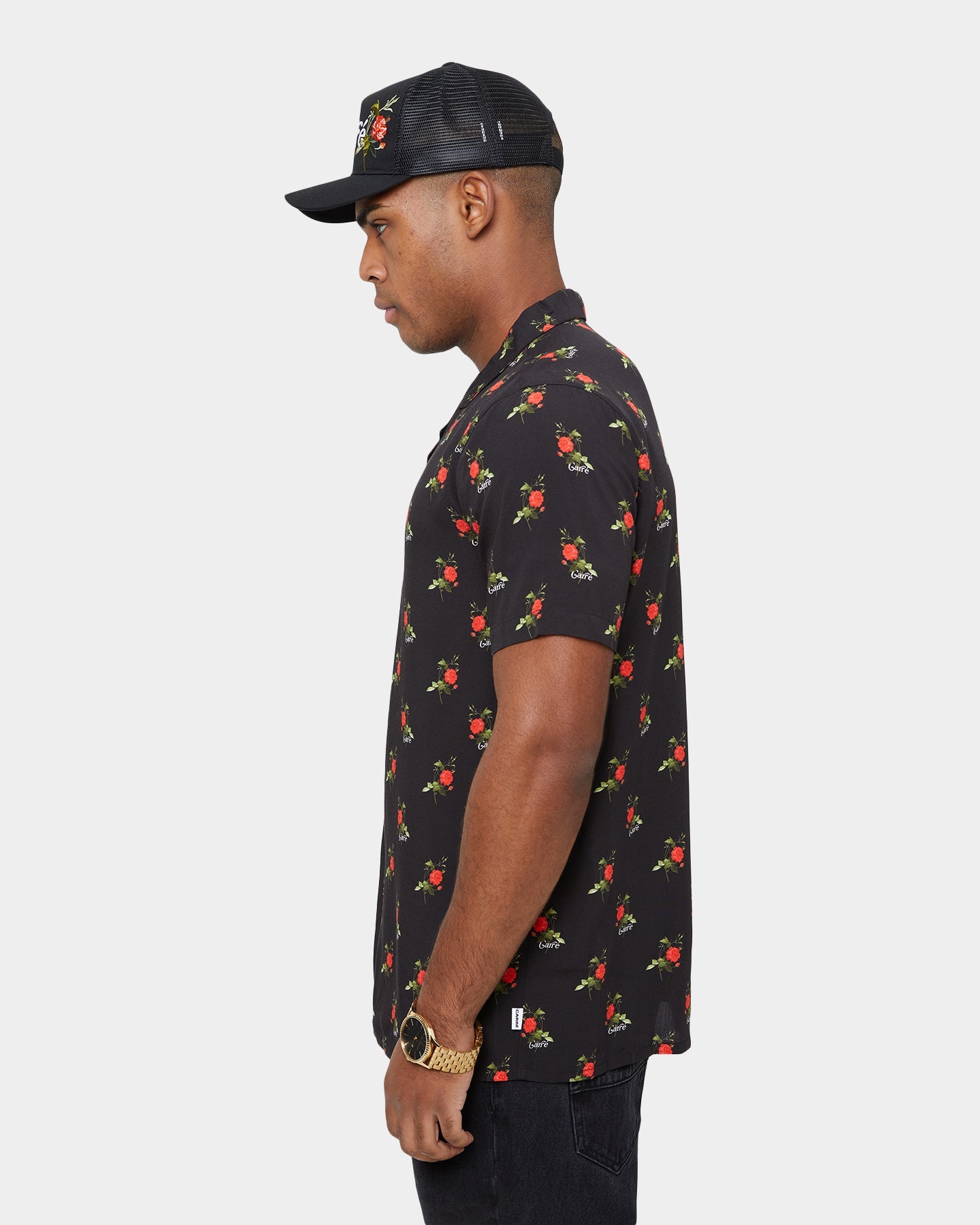 Carr√© Ament Short Sleeve Button Up Shirt Black