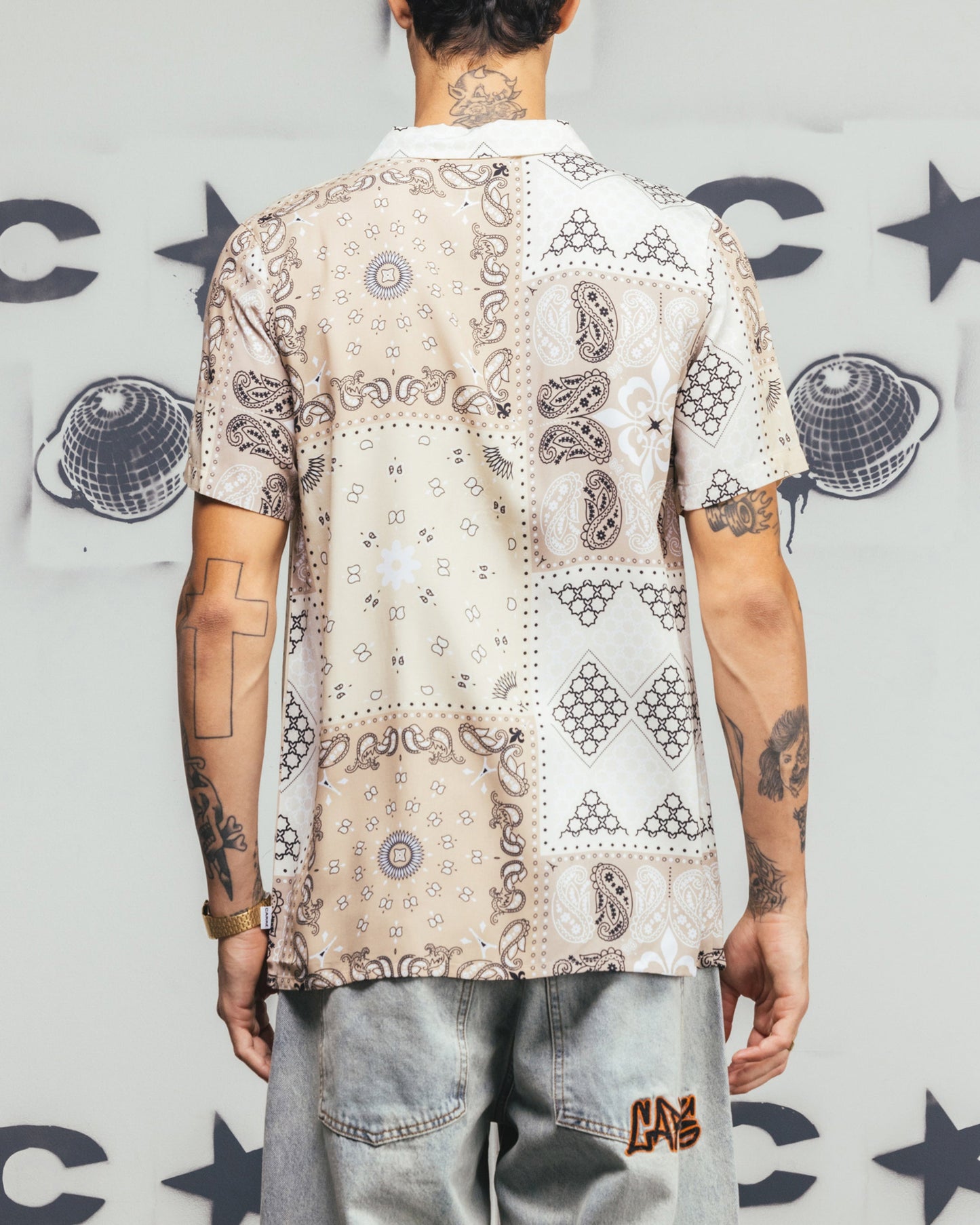 Carr√© Bandana Ultra Button Up Shirt Stone