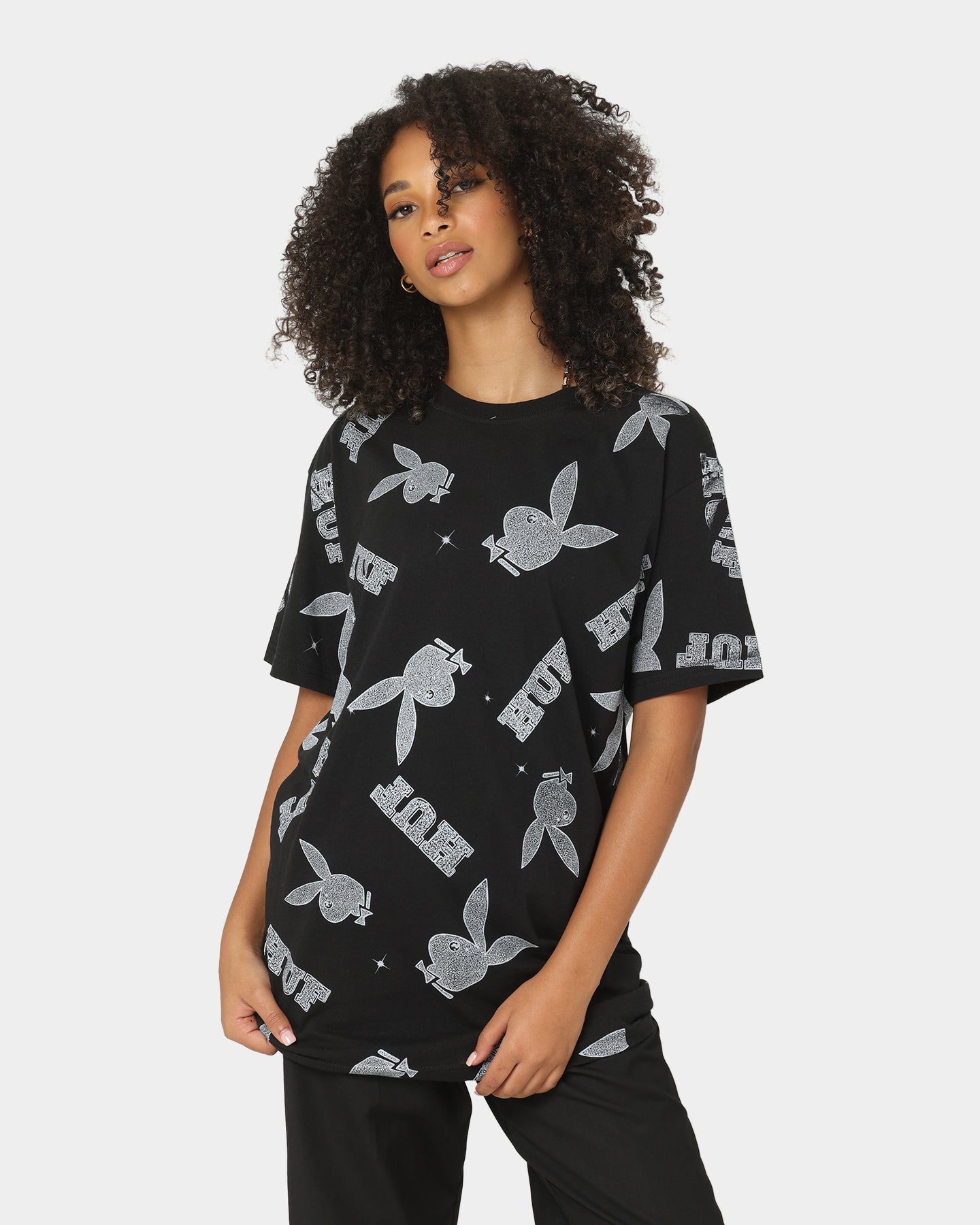 HUF X Playboy VVS Pattern T-Shirt Black Style001