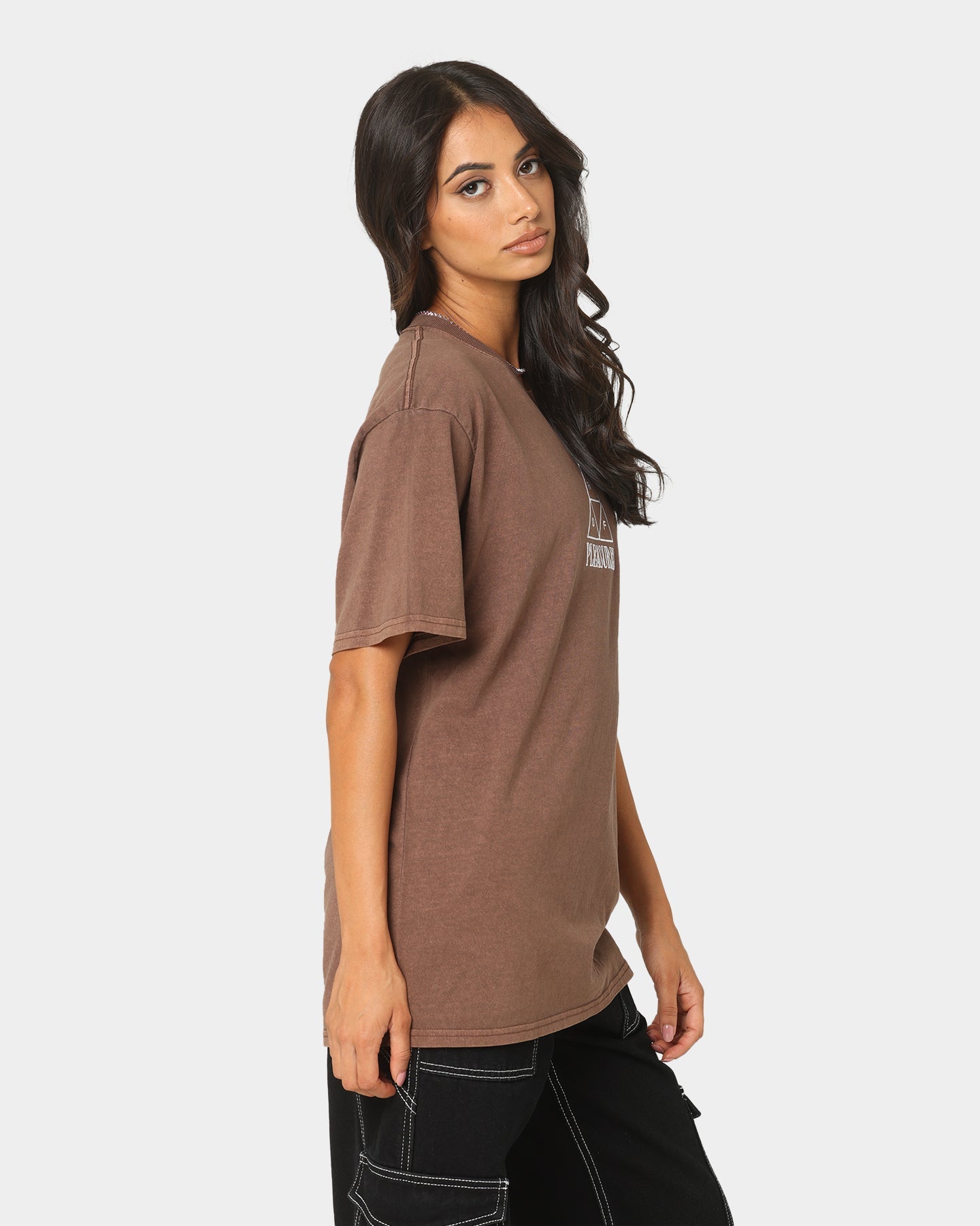 HUF X Pleasures Dyed Short Sleeve T-Shirt Brown Style001