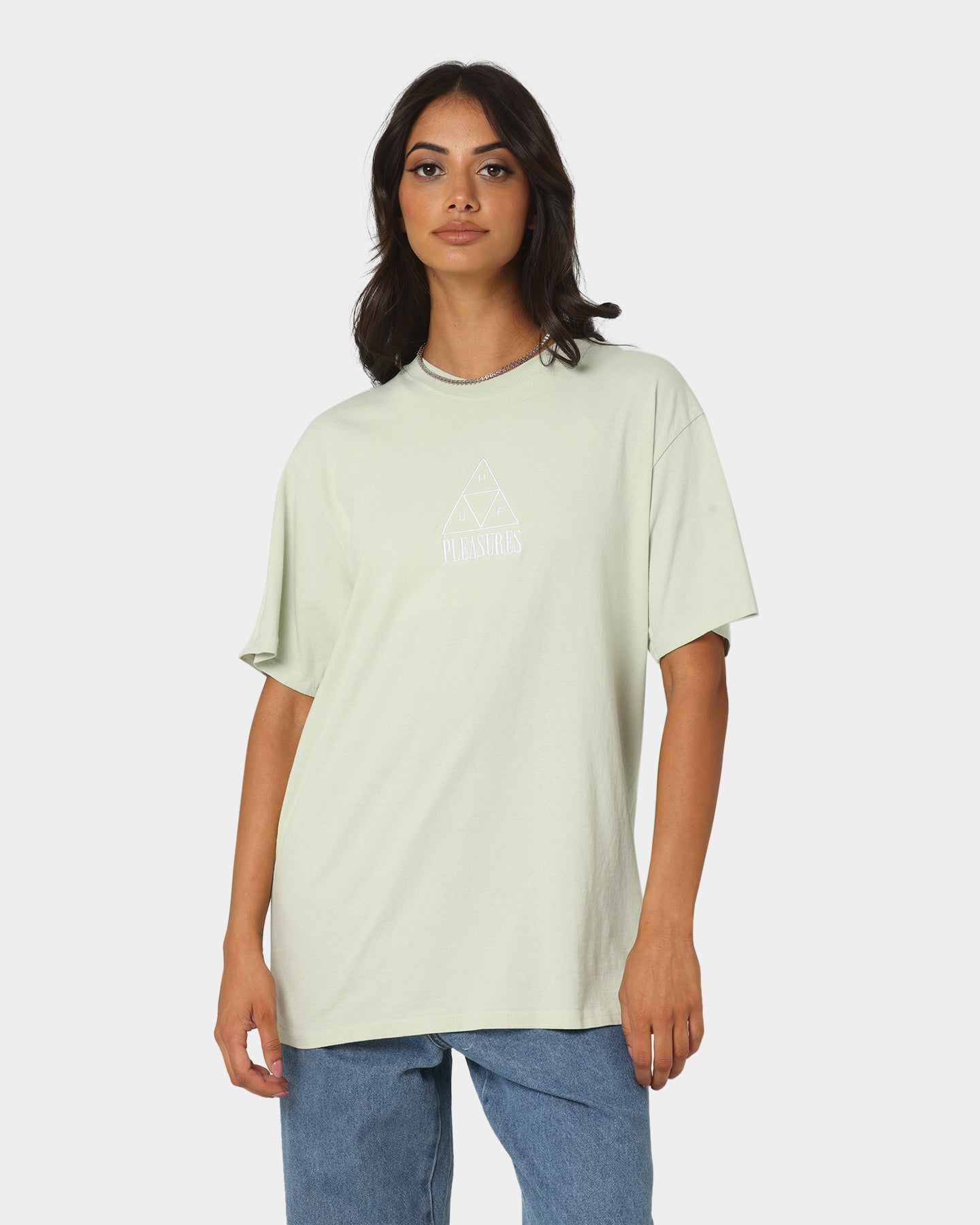 HUF X Pleasures Dyed Short Sleeve T-Shirt Green Style001