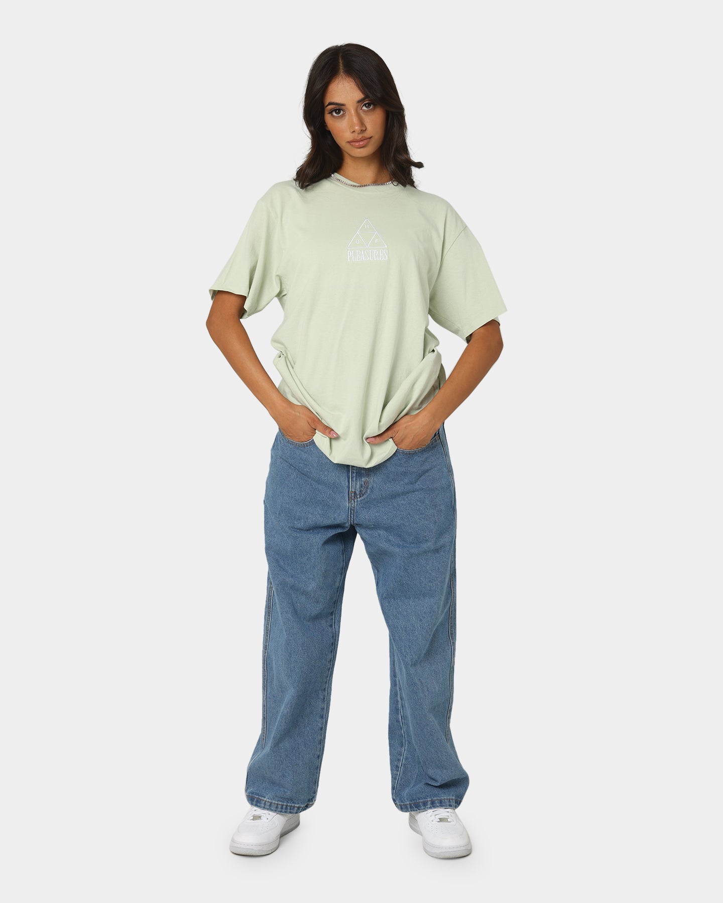HUF X Pleasures Dyed Short Sleeve T-Shirt Green Style001