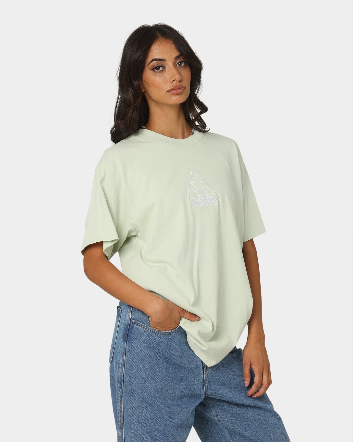 HUF X Pleasures Dyed Short Sleeve T-Shirt Green Style001