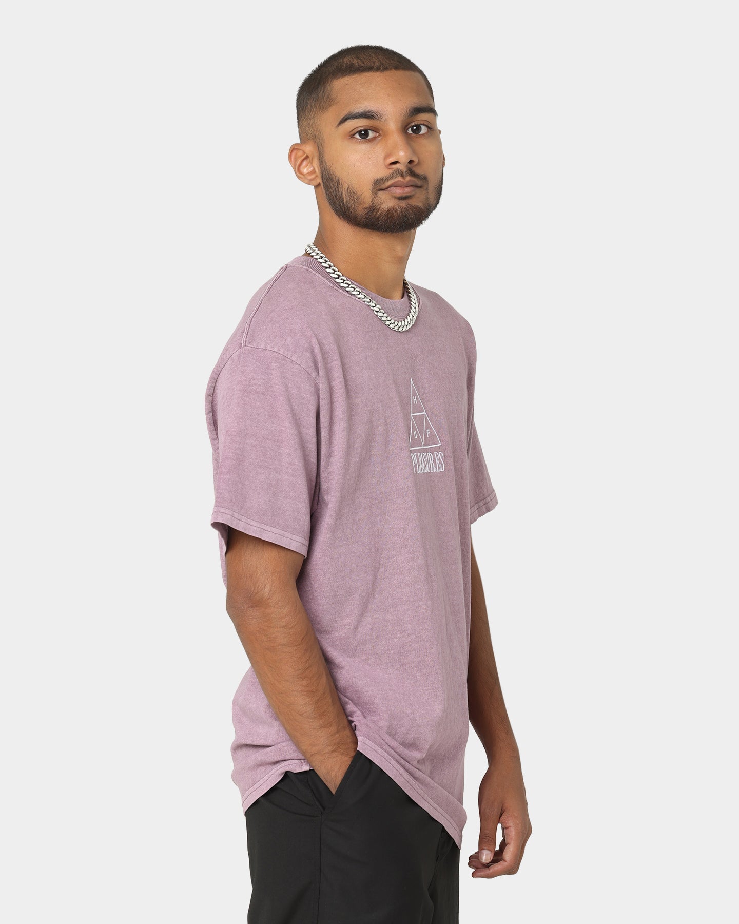 HUF X Pleasures Dyed Short Sleeve T-Shirt Purple