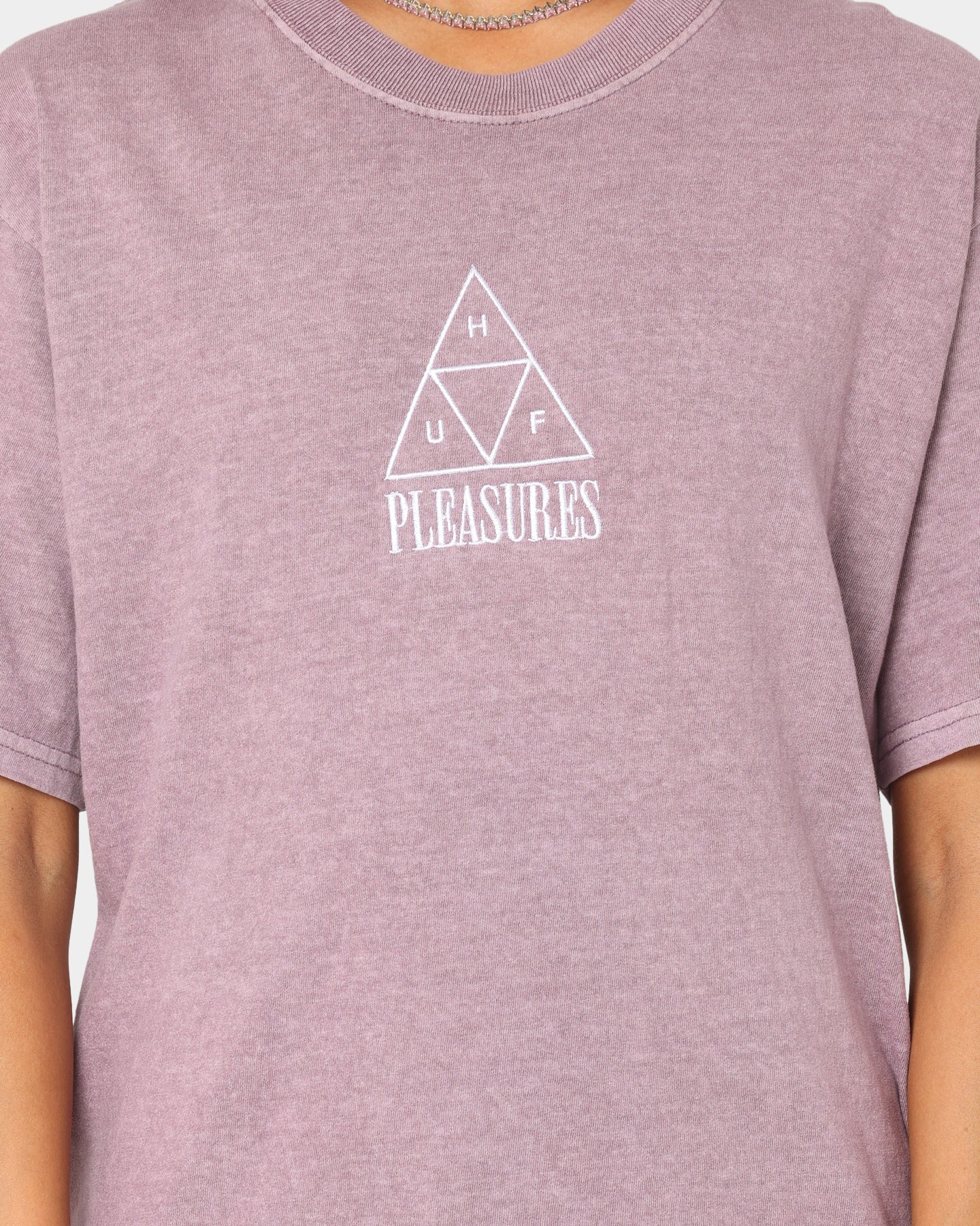 HUF X Pleasures Dyed Short Sleeve T-Shirt Purple Style001