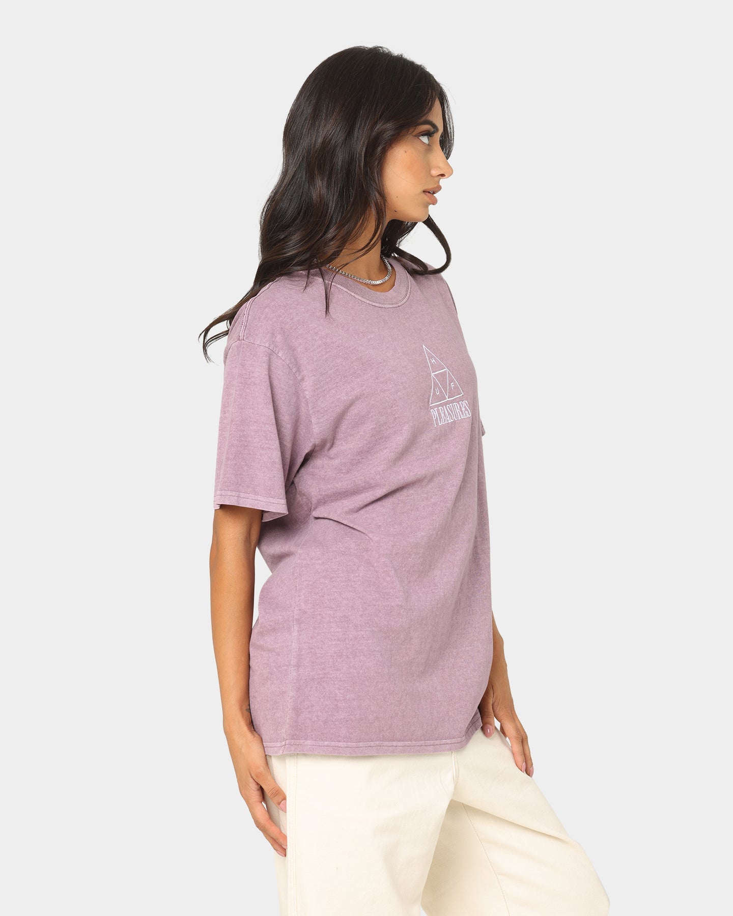 HUF X Pleasures Dyed Short Sleeve T-Shirt Purple Style001