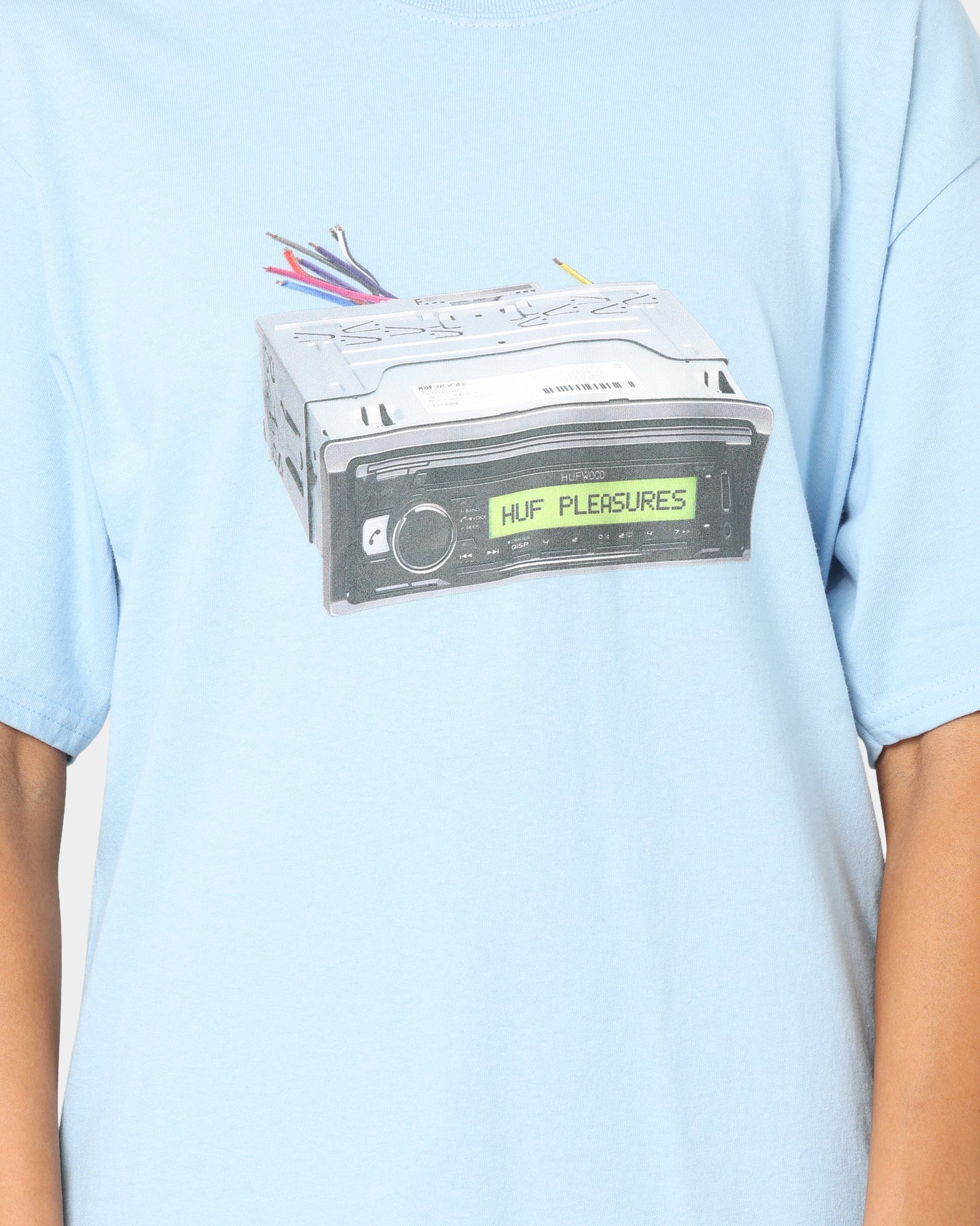 HUF X Pleasures Head Unit Short Sleeve T-Shirt Light Blue Style001
