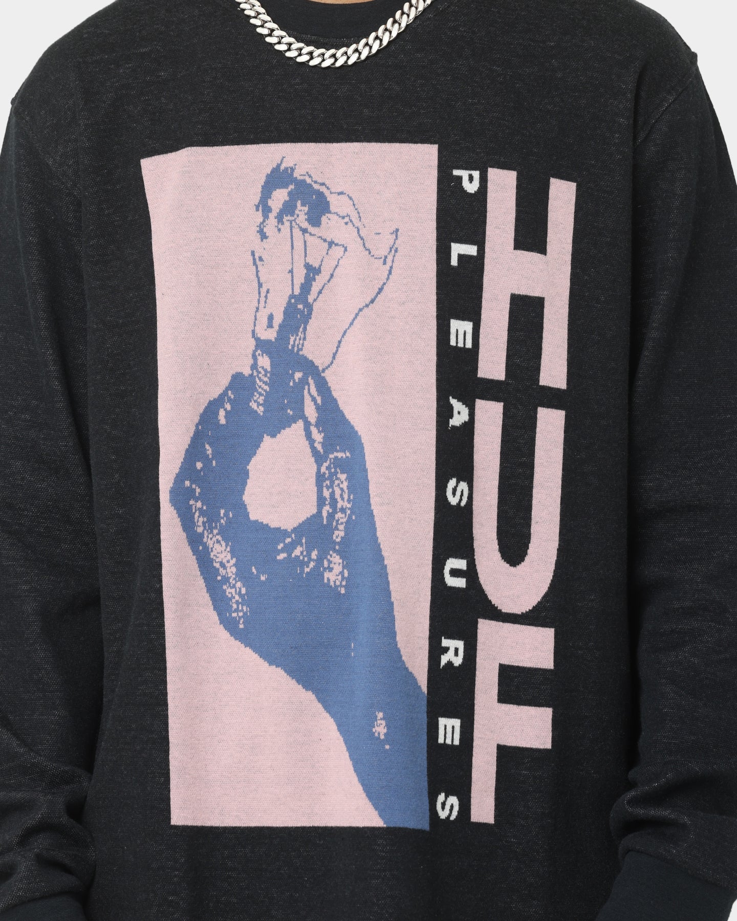 HUF X Pleasures Light Up Jacquard Long Sleeve Knit T-Shirt Black
