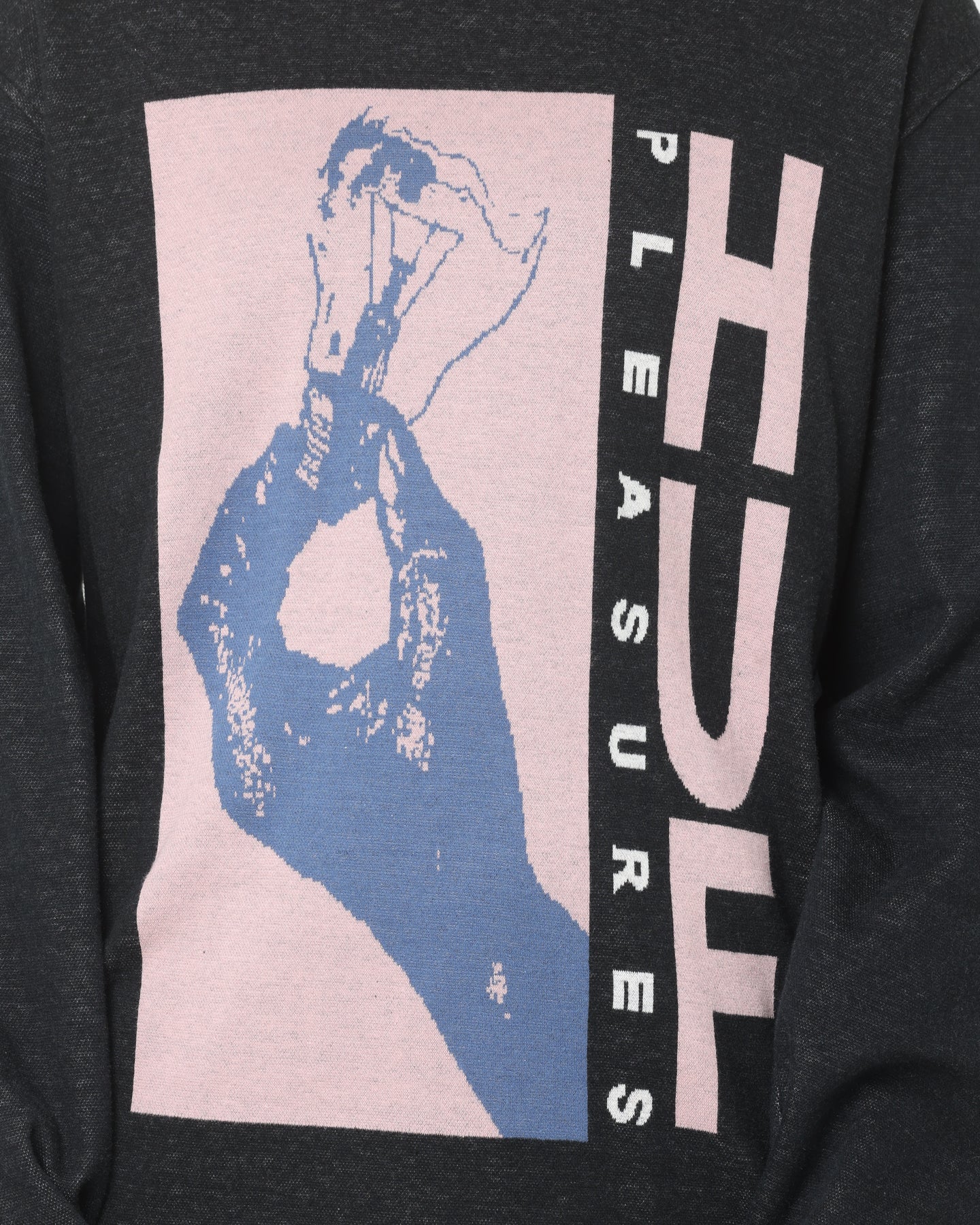 HUF X Pleasures Light Up Jacquard Long Sleeve Knit T-Shirt Black Style001