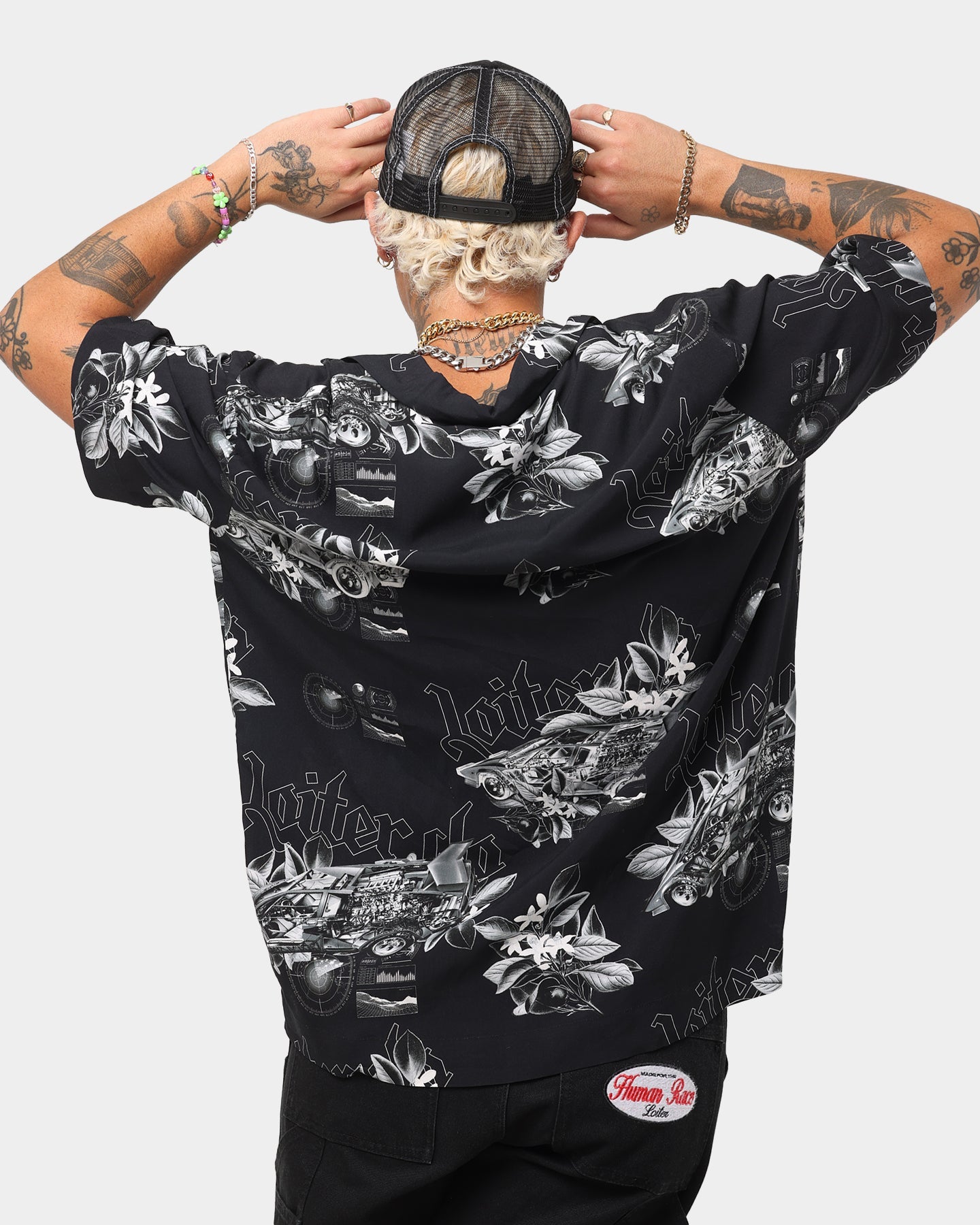 Loiter Motor Sport Button Up Shirt Black/White