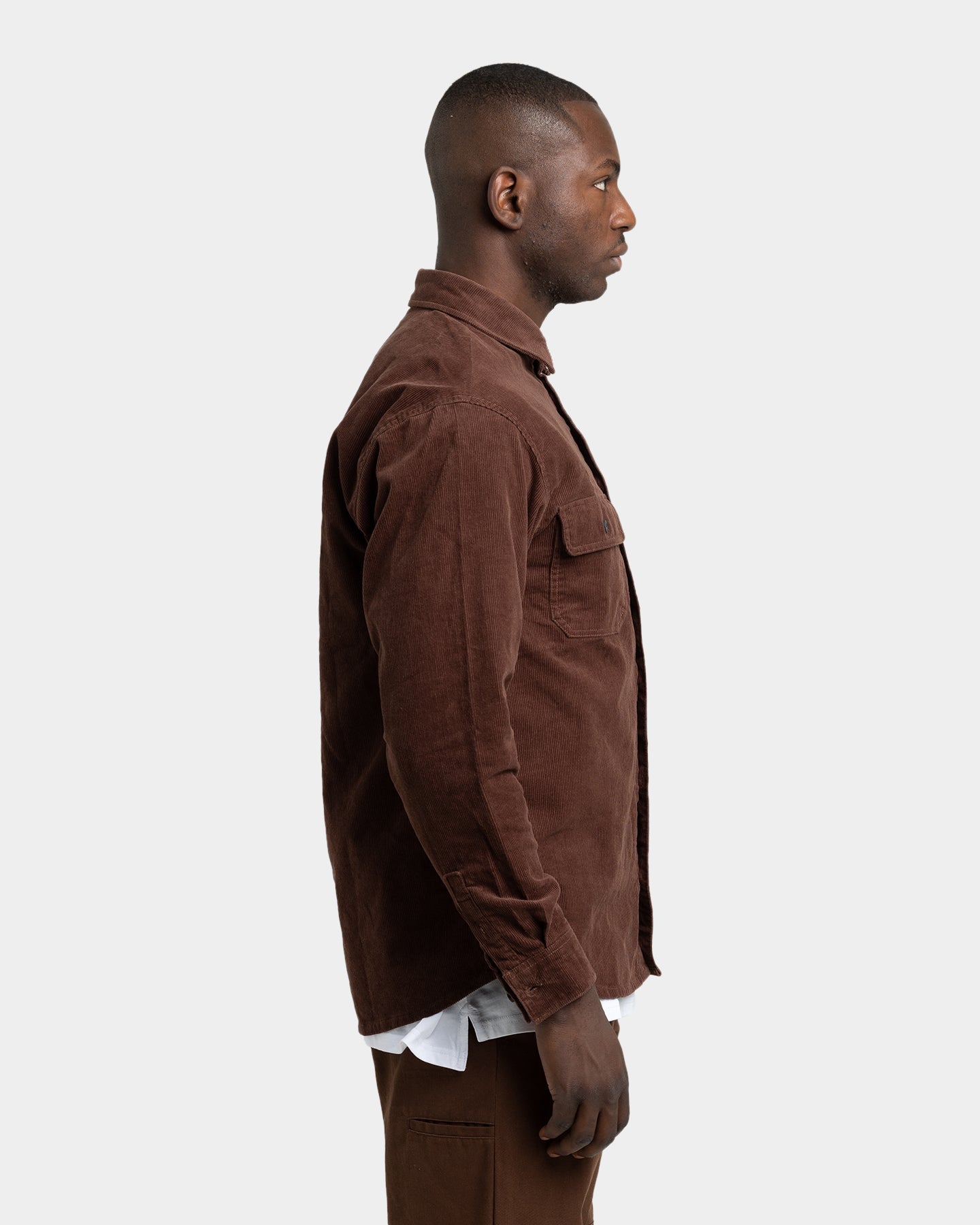 Karl Kani Men's Chest Signature Corduroy Shirt Brown