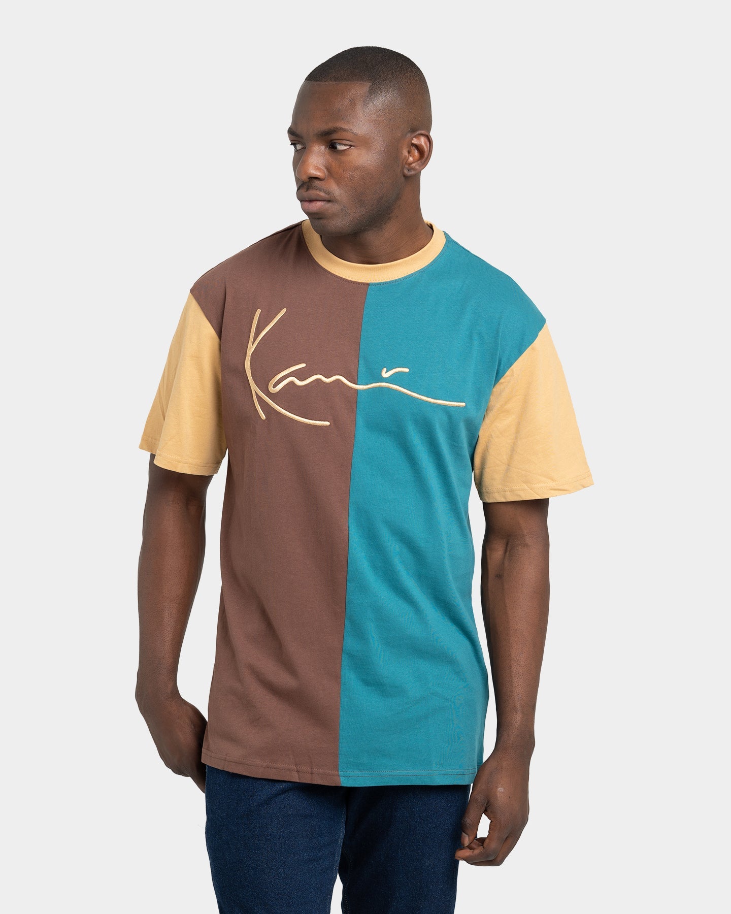 Karl Kani Men's Signature Block T-Shirt Brown
