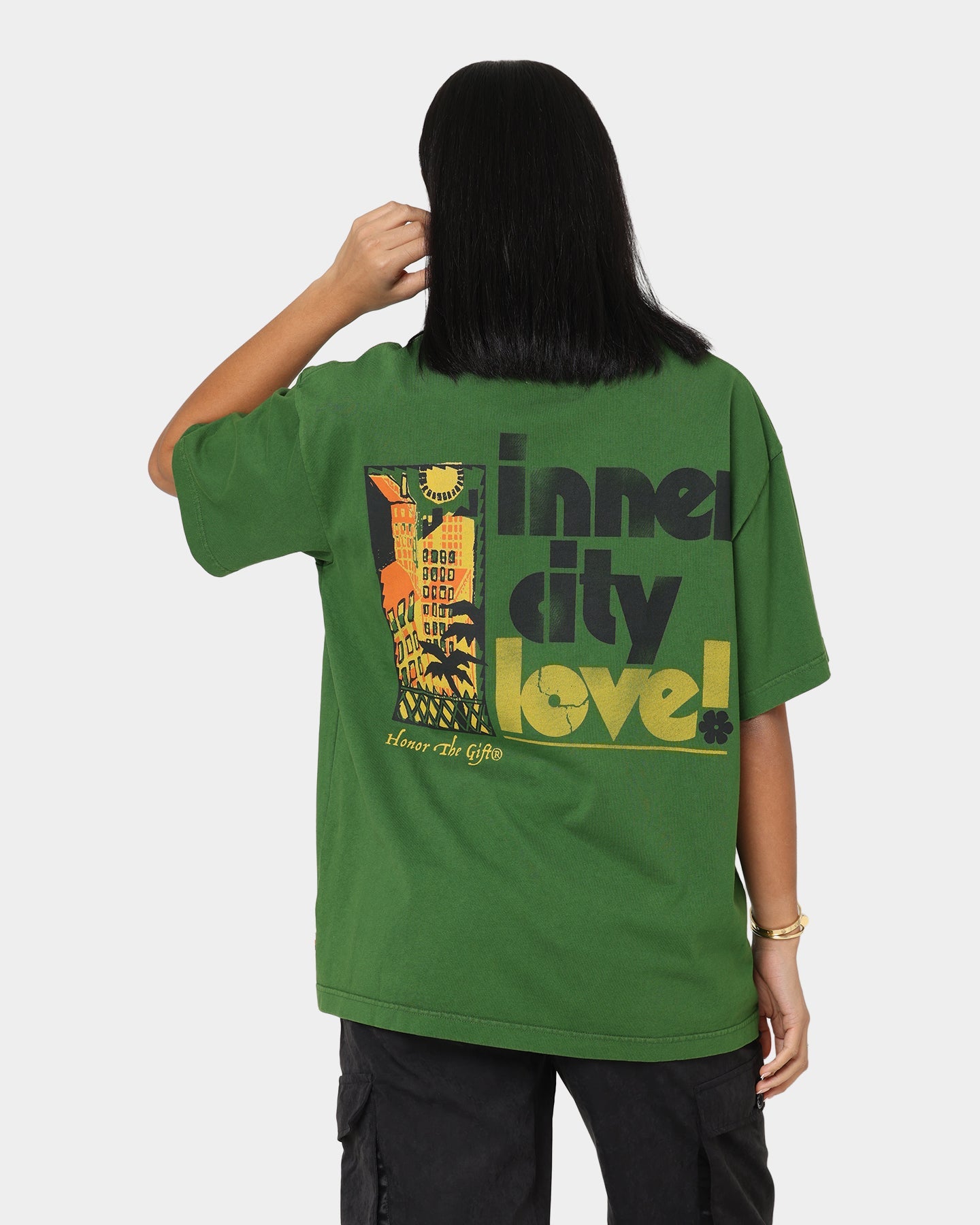 Honor The Gift Inner City Love T-Shirt Green Style001