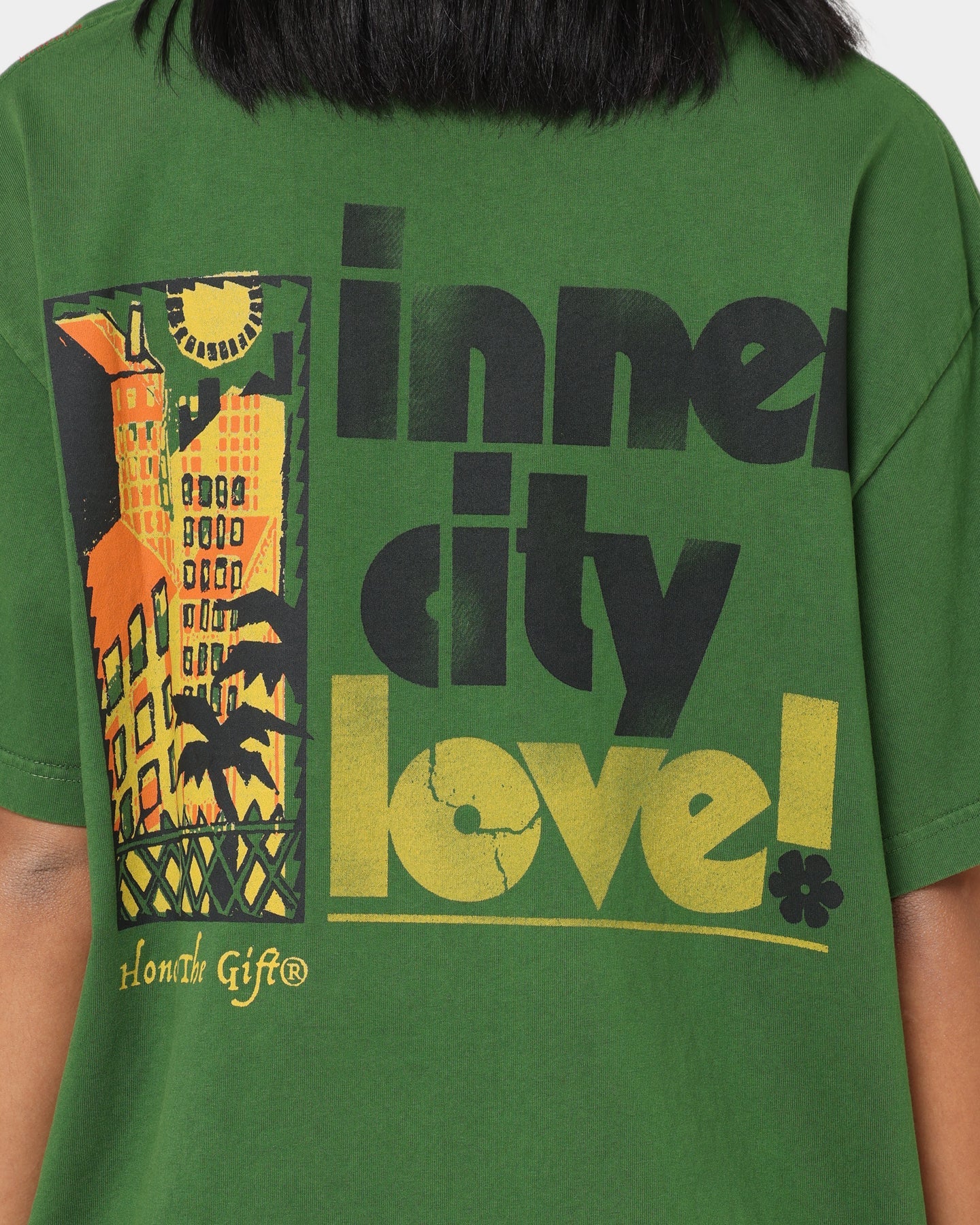 Honor The Gift Inner City Love T-Shirt Green Style001