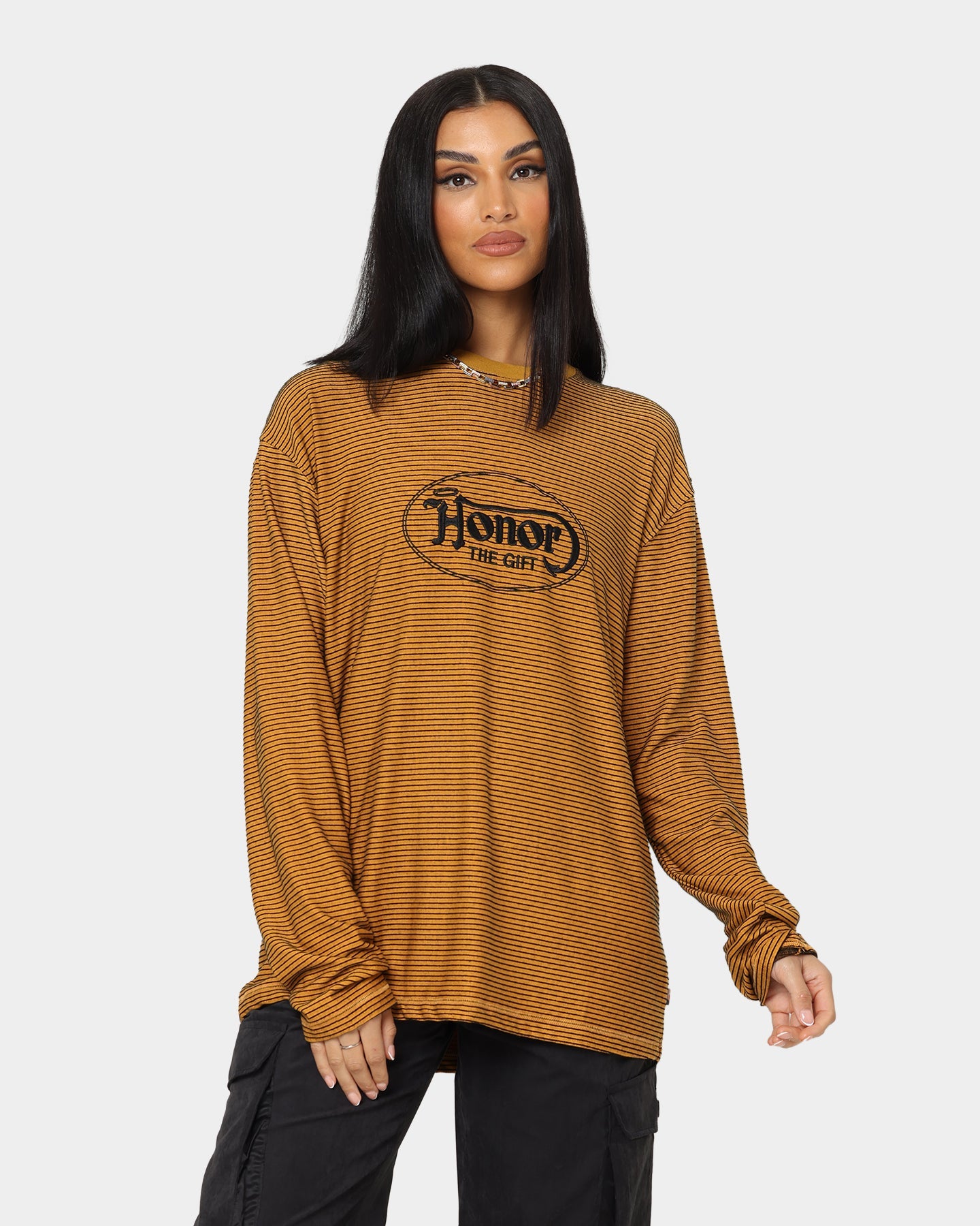 Honor The Gift Lo-Fi Long Sleeve T-Shirt Mustard Style001