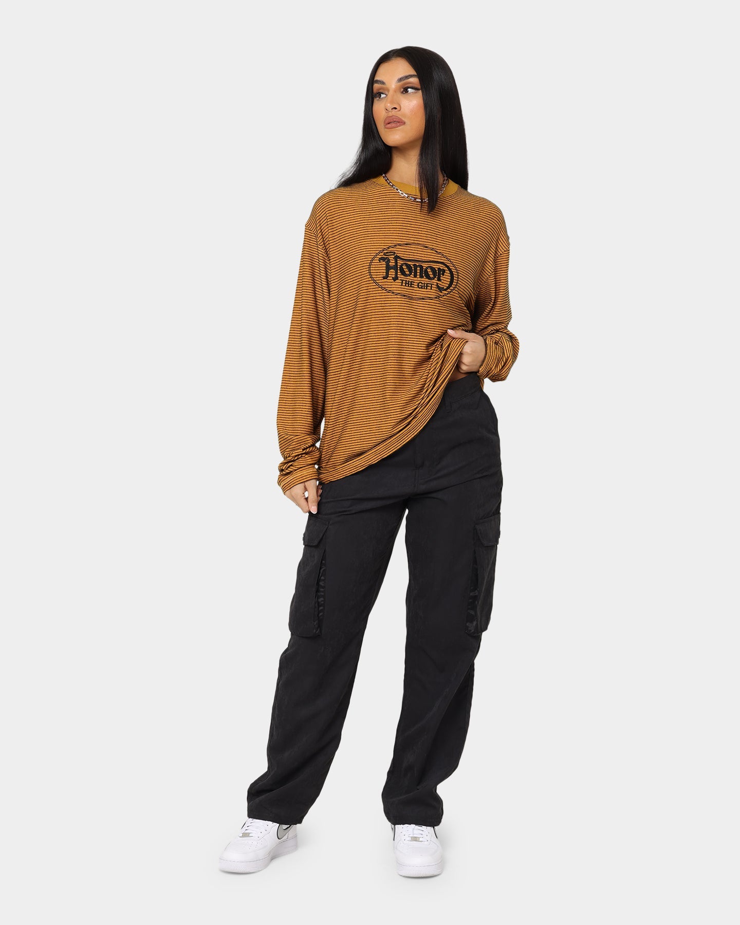 Honor The Gift Lo-Fi Long Sleeve T-Shirt Mustard Style001