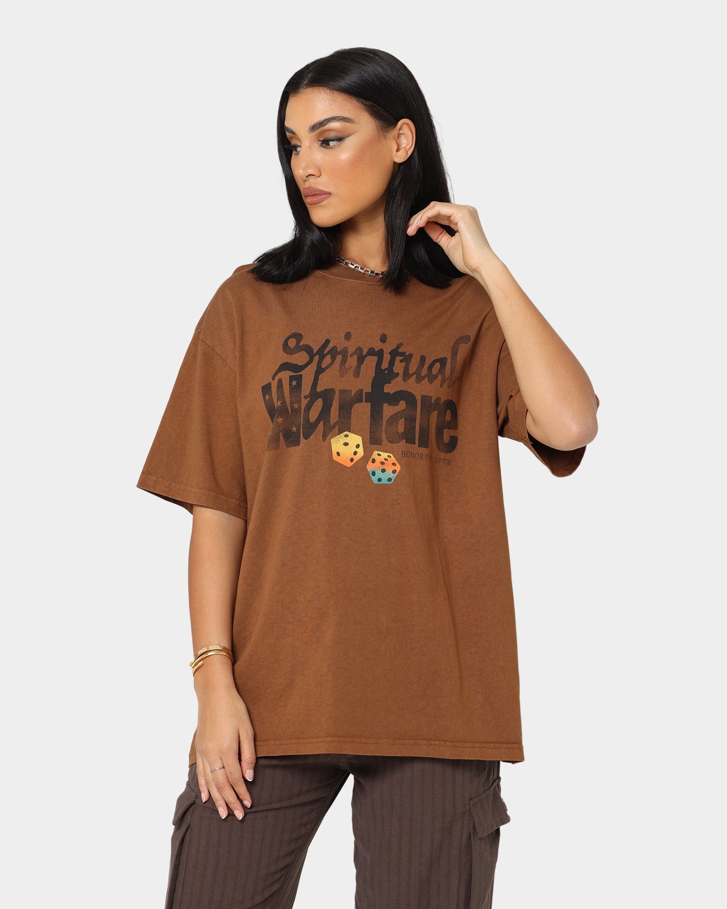 Honor The Gift Spiritual Warfare T-Shirt Brown Style001