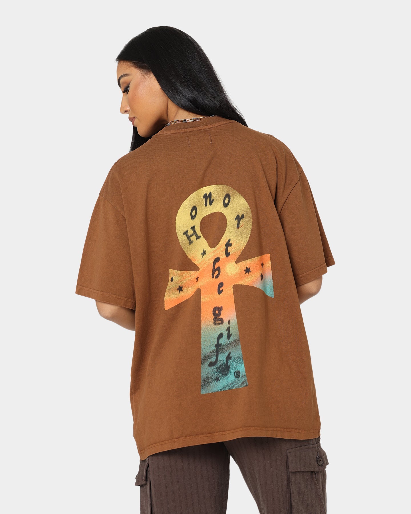 Honor The Gift Spiritual Warfare T-Shirt Brown Style001