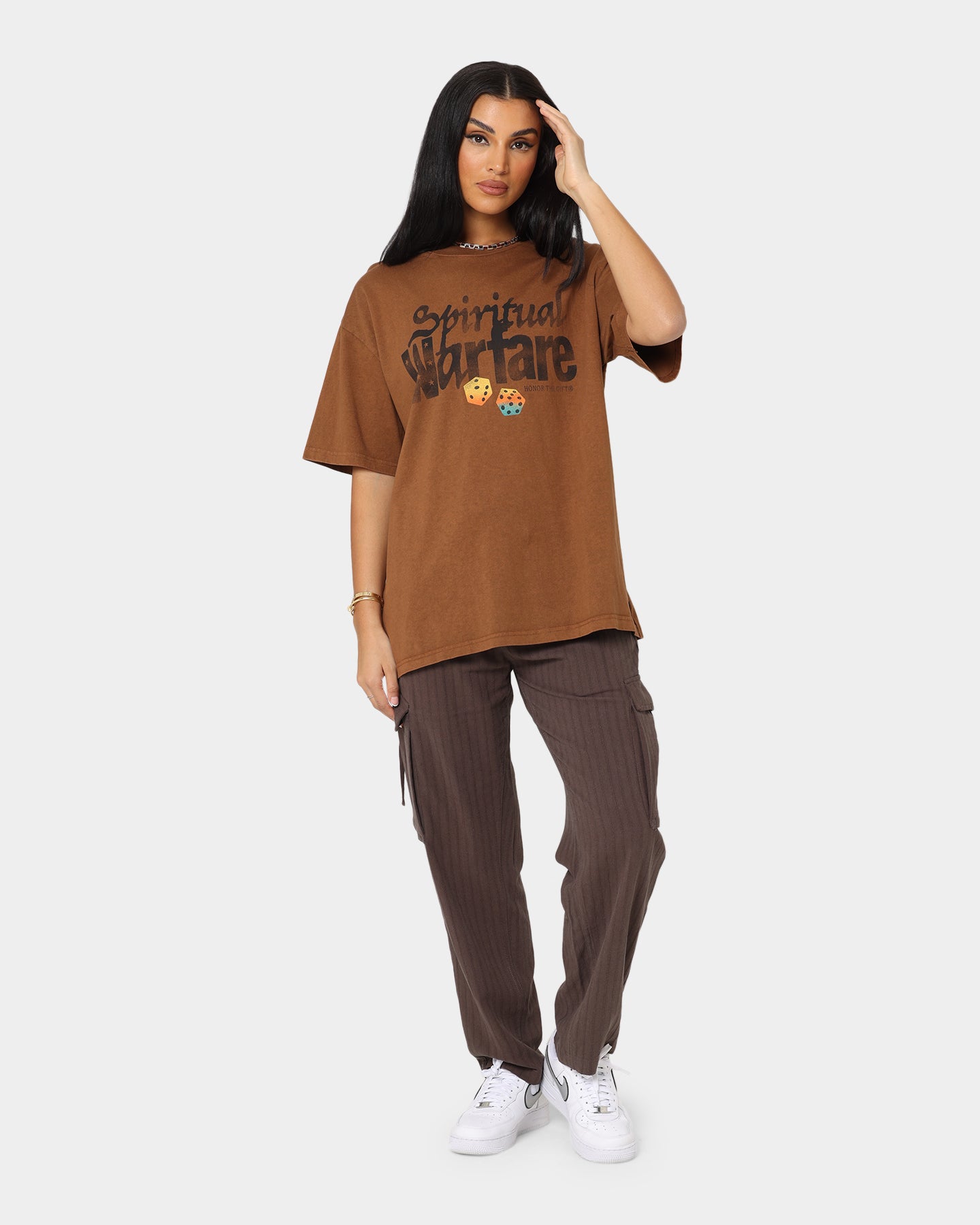 Honor The Gift Spiritual Warfare T-Shirt Brown Style001