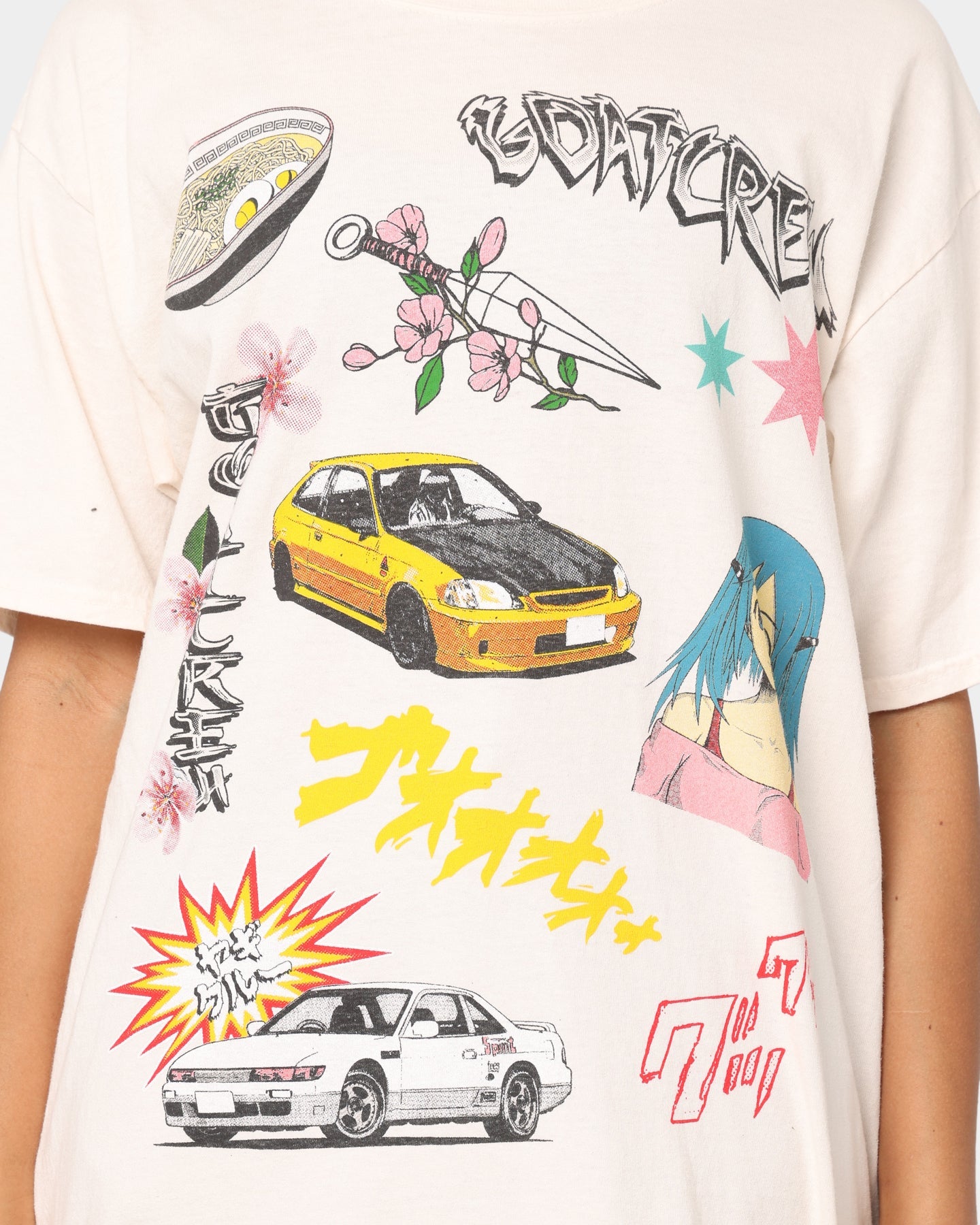 Goat Crew All Over Manga Vintage T-Shirt Off White Style001