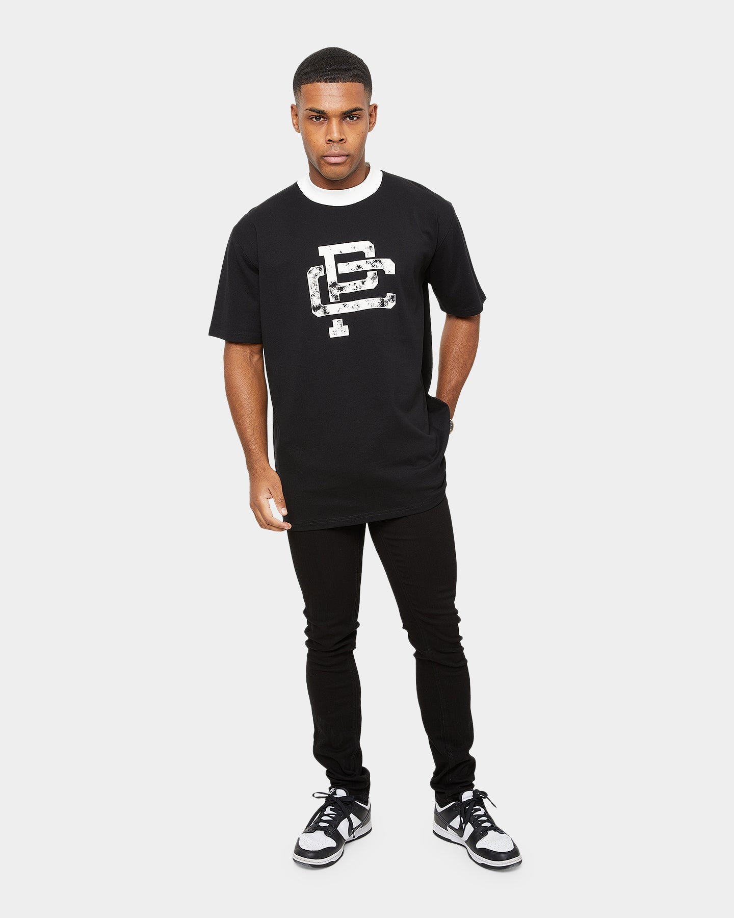 Carre Mono Ringer Oversized Short Sleeve T-Shirt Black/Off White