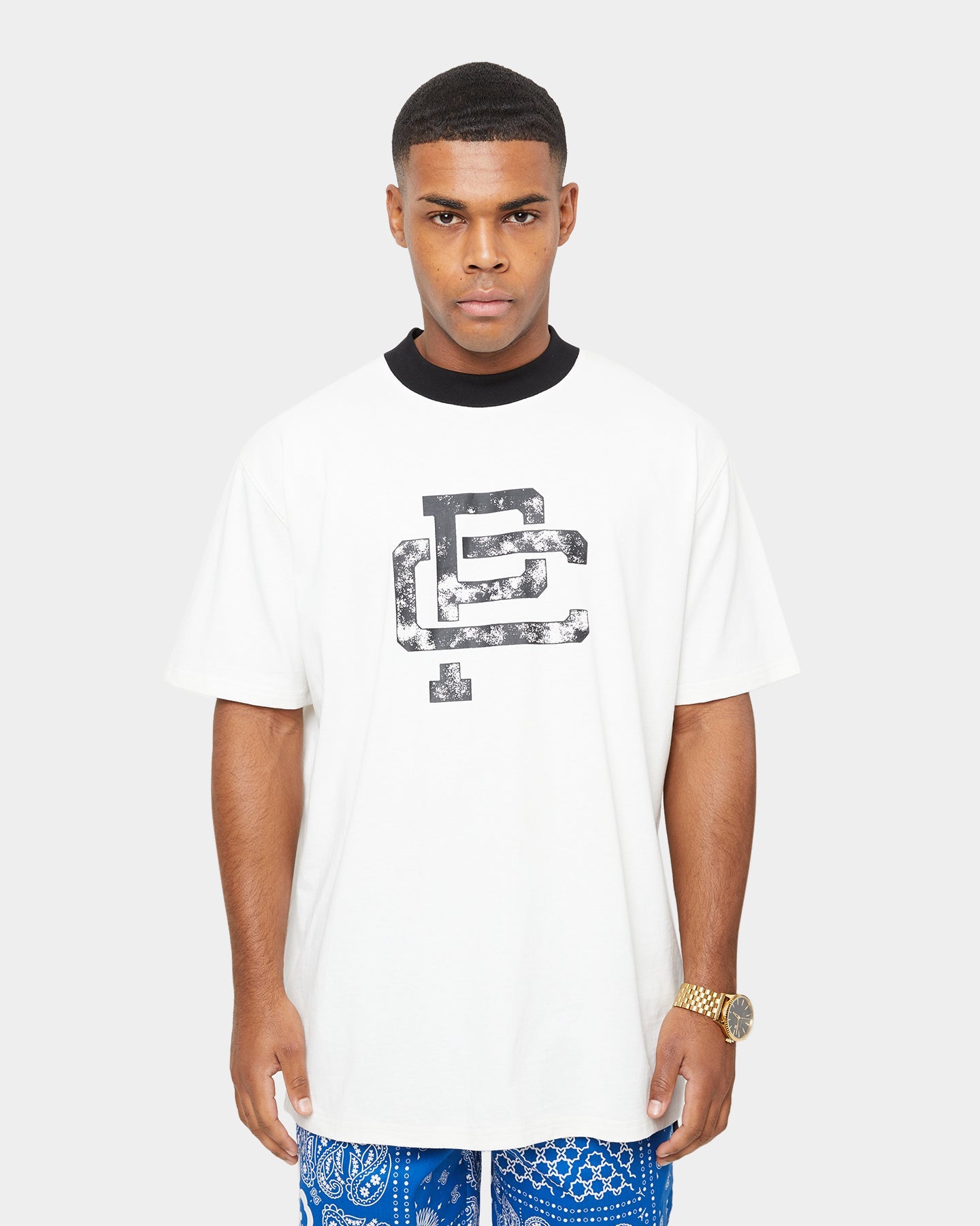 Carre Mono Ringer Oversized Short Sleeve T-Shirt Off White/Black