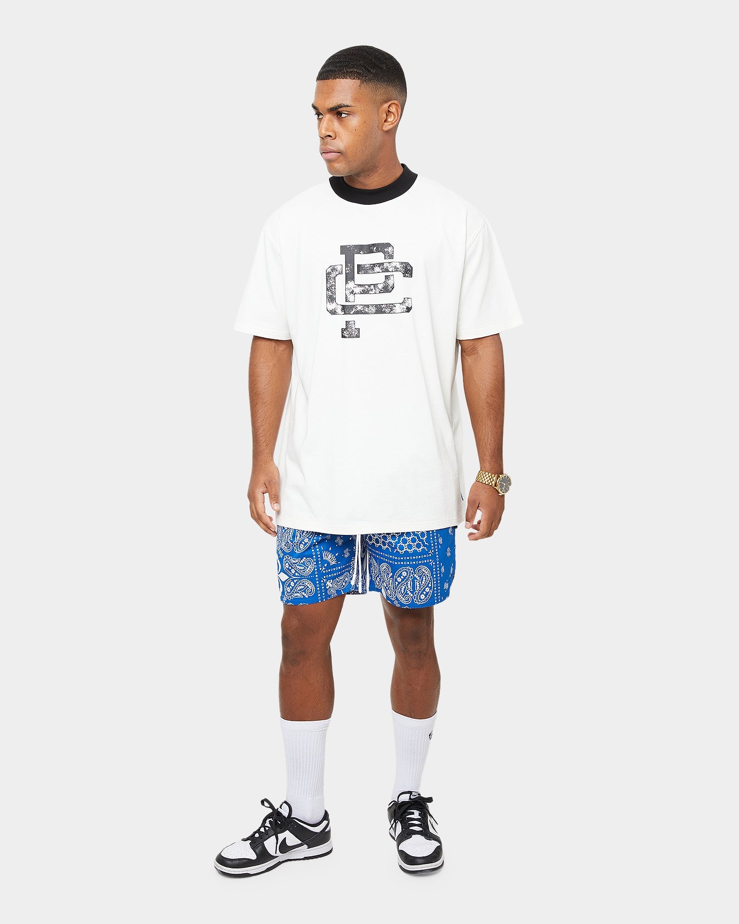 Carre Mono Ringer Oversized Short Sleeve T-Shirt Off White/Black