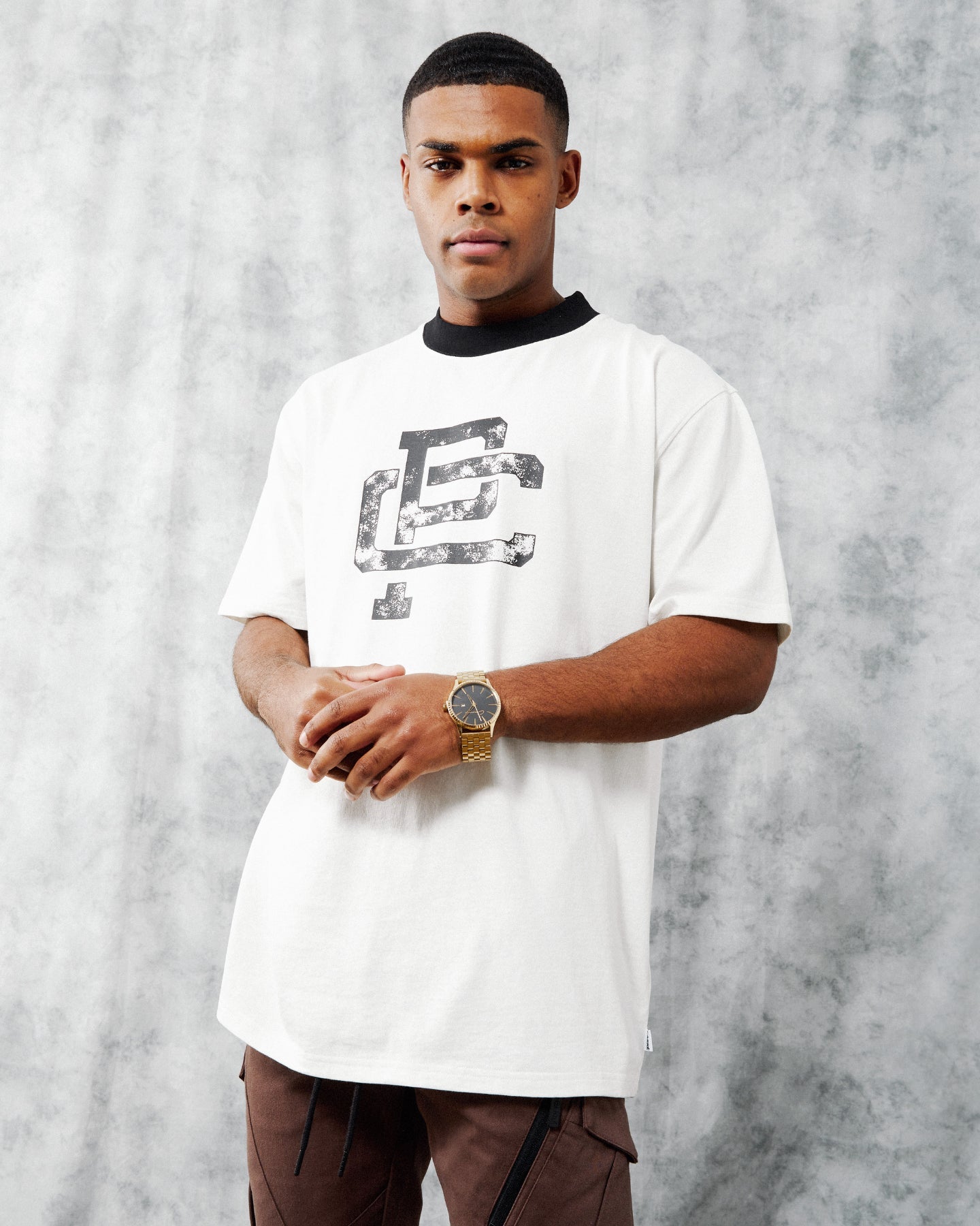 Carre Mono Ringer Oversized Short Sleeve T-Shirt Off White/Black