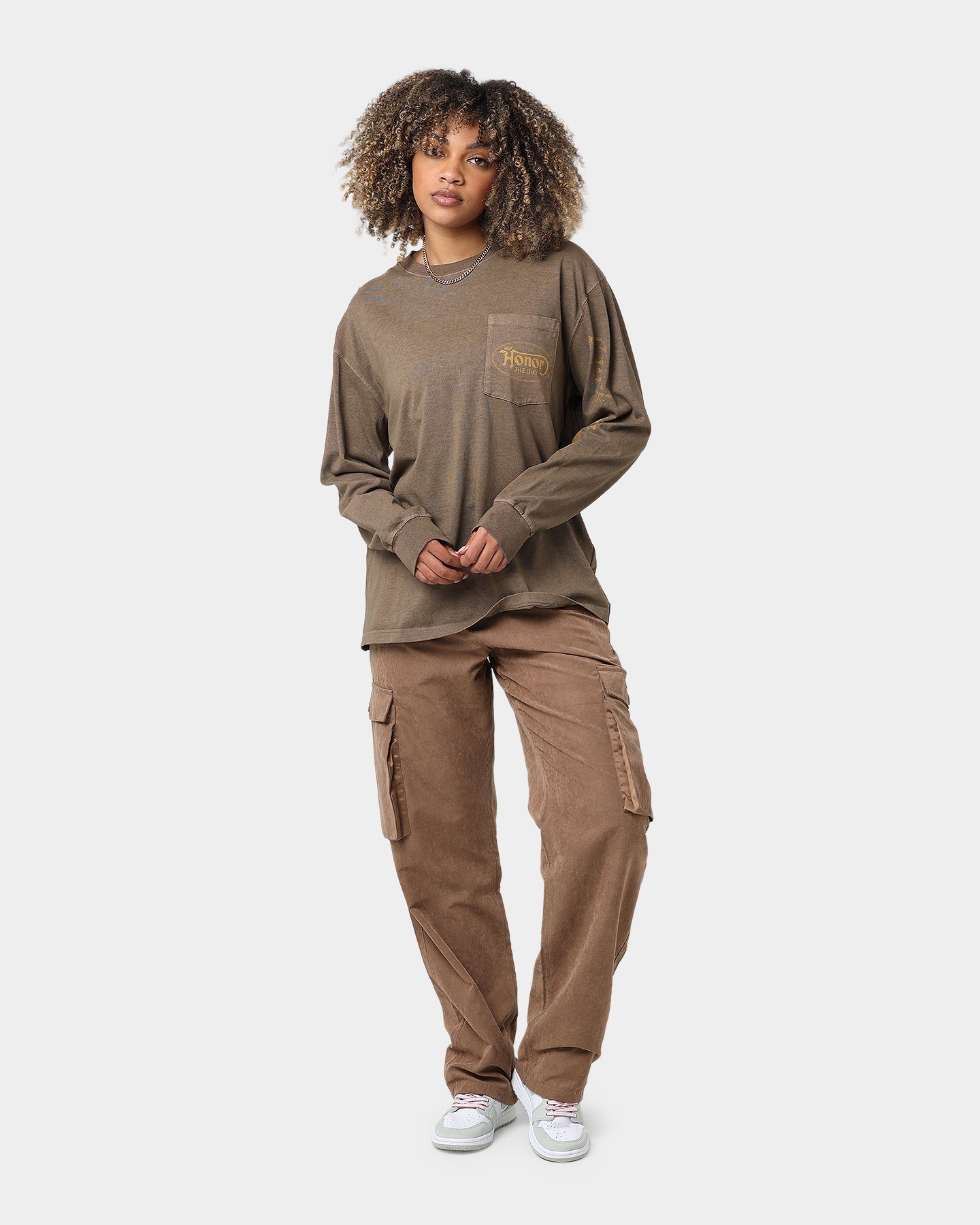 Honor The Gift Lucky Hand Long Sleeve T-Shirt Coyote Style001