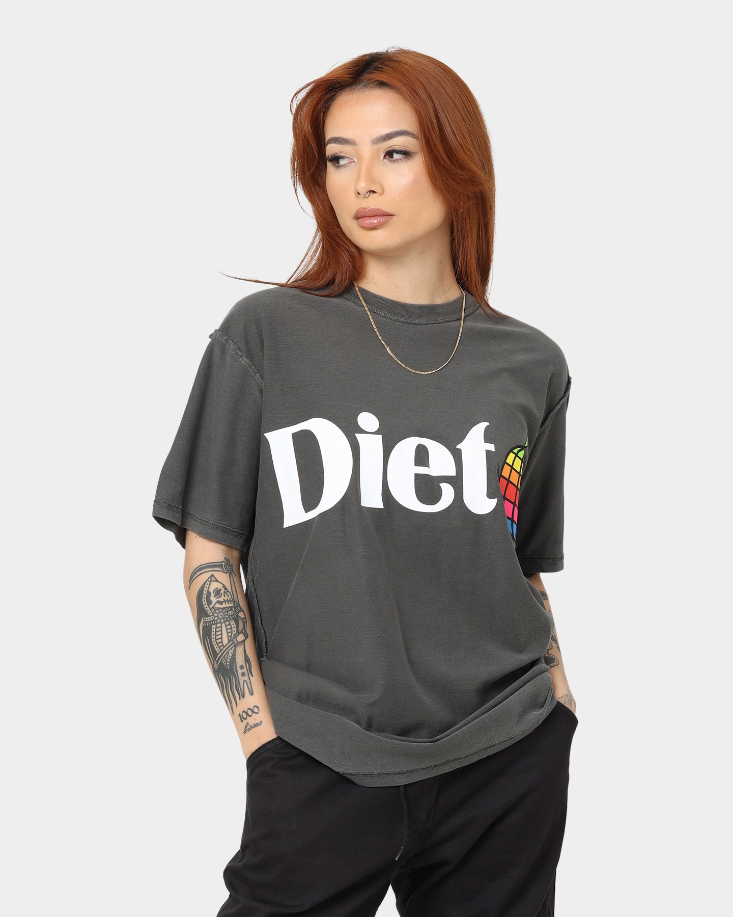 Diet Starts Monday Apple T-Shirt Vintage Black Style001