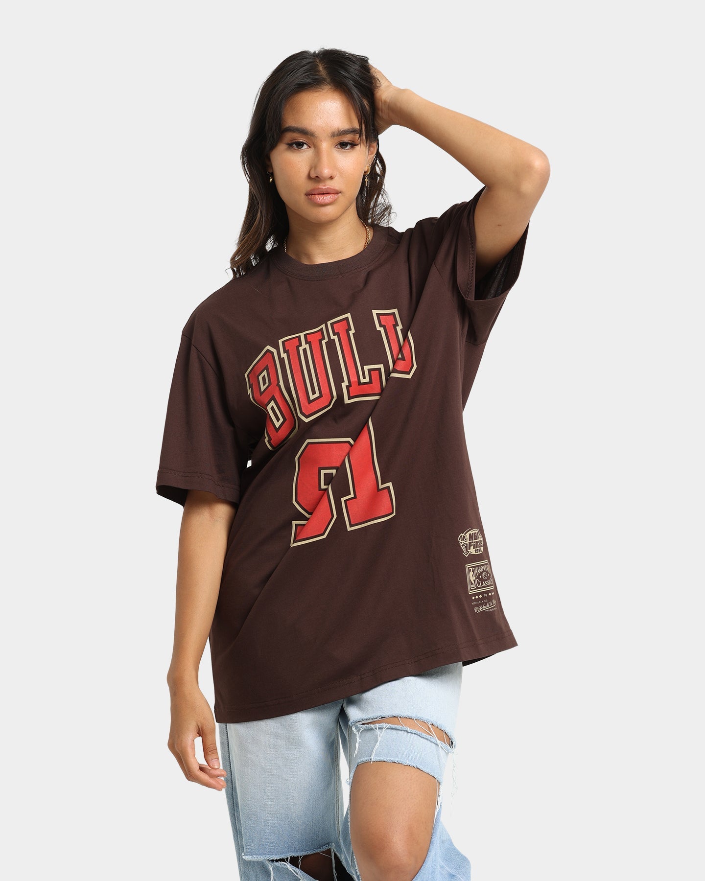 Mitchell & Ness Chicago Bulls Dennis Rodman #91 Lux Brown T-Shirt Baroque Brown Style001