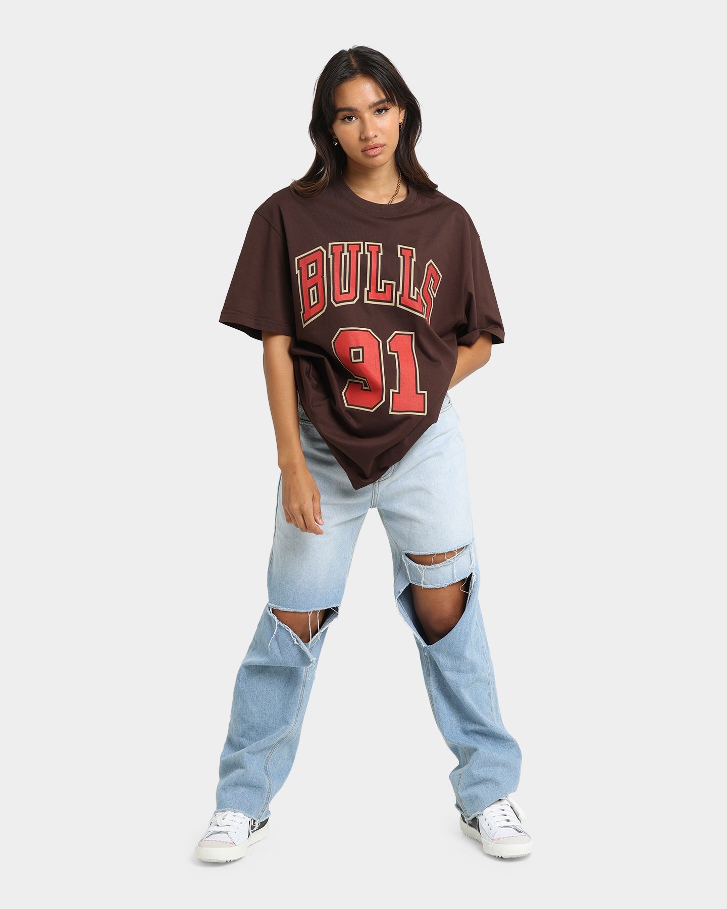 Mitchell & Ness Chicago Bulls Dennis Rodman #91 Lux Brown T-Shirt Baroque Brown Style001