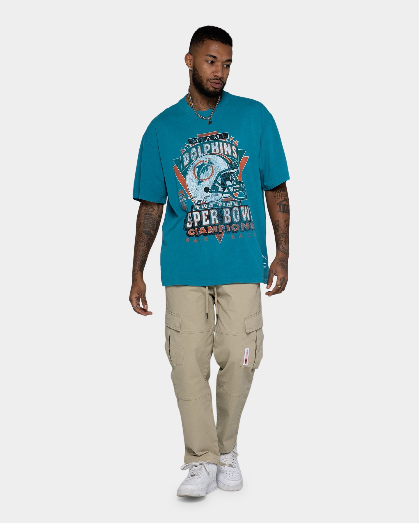 Mitchell & Ness Miami Dolphins Vintage Superbowl T-Shirt Faded Teal