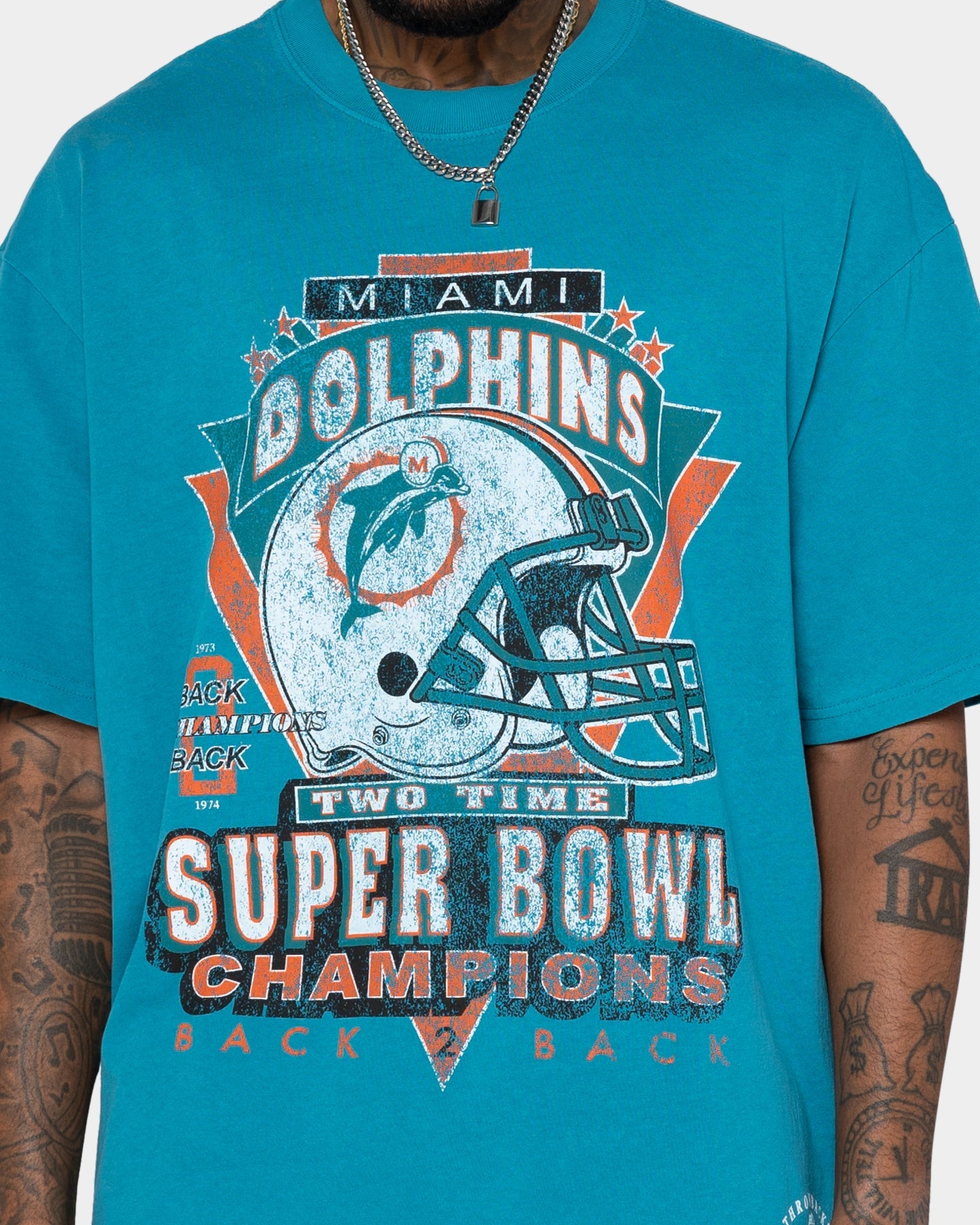 Mitchell & Ness Miami Dolphins Vintage Superbowl T-Shirt Faded Teal