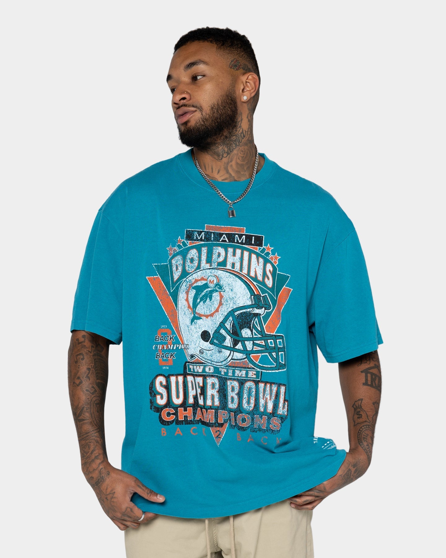 Mitchell & Ness Miami Dolphins Vintage Superbowl T-Shirt Faded Teal