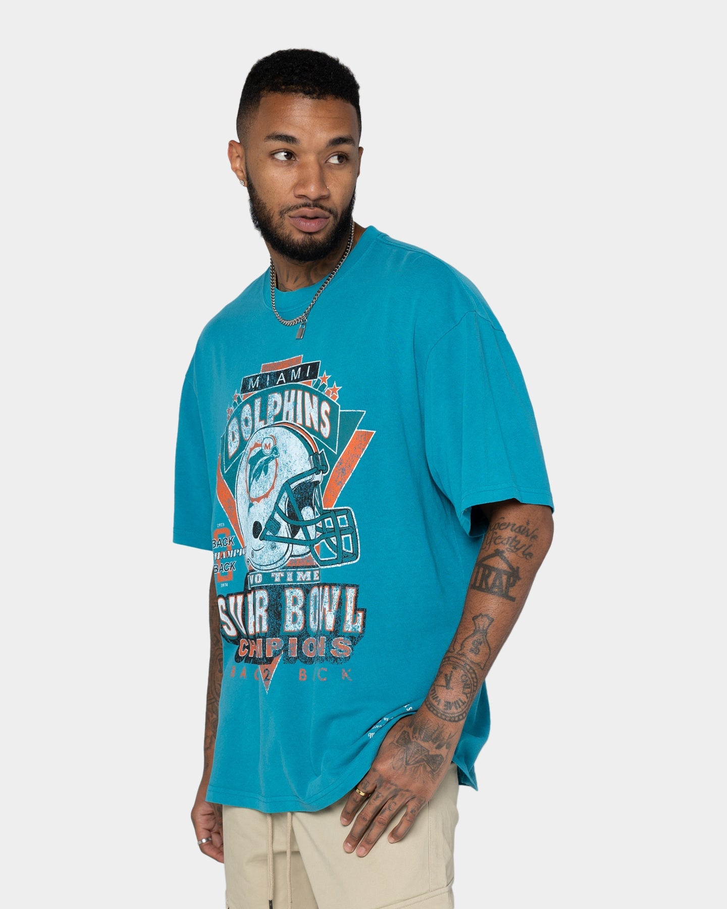 Mitchell & Ness Miami Dolphins Vintage Superbowl T-Shirt Faded Teal