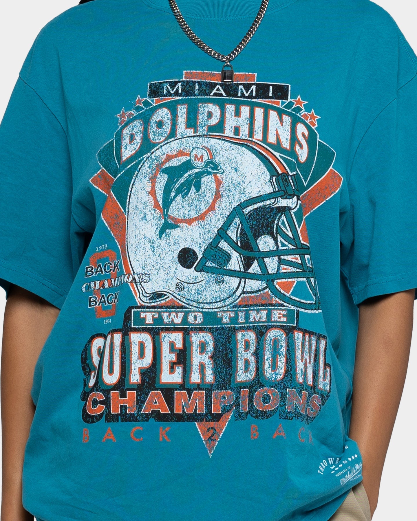 Mitchell & Ness Miami Dolphins Vintage Superbowl T-Shirt Faded Teal Style001